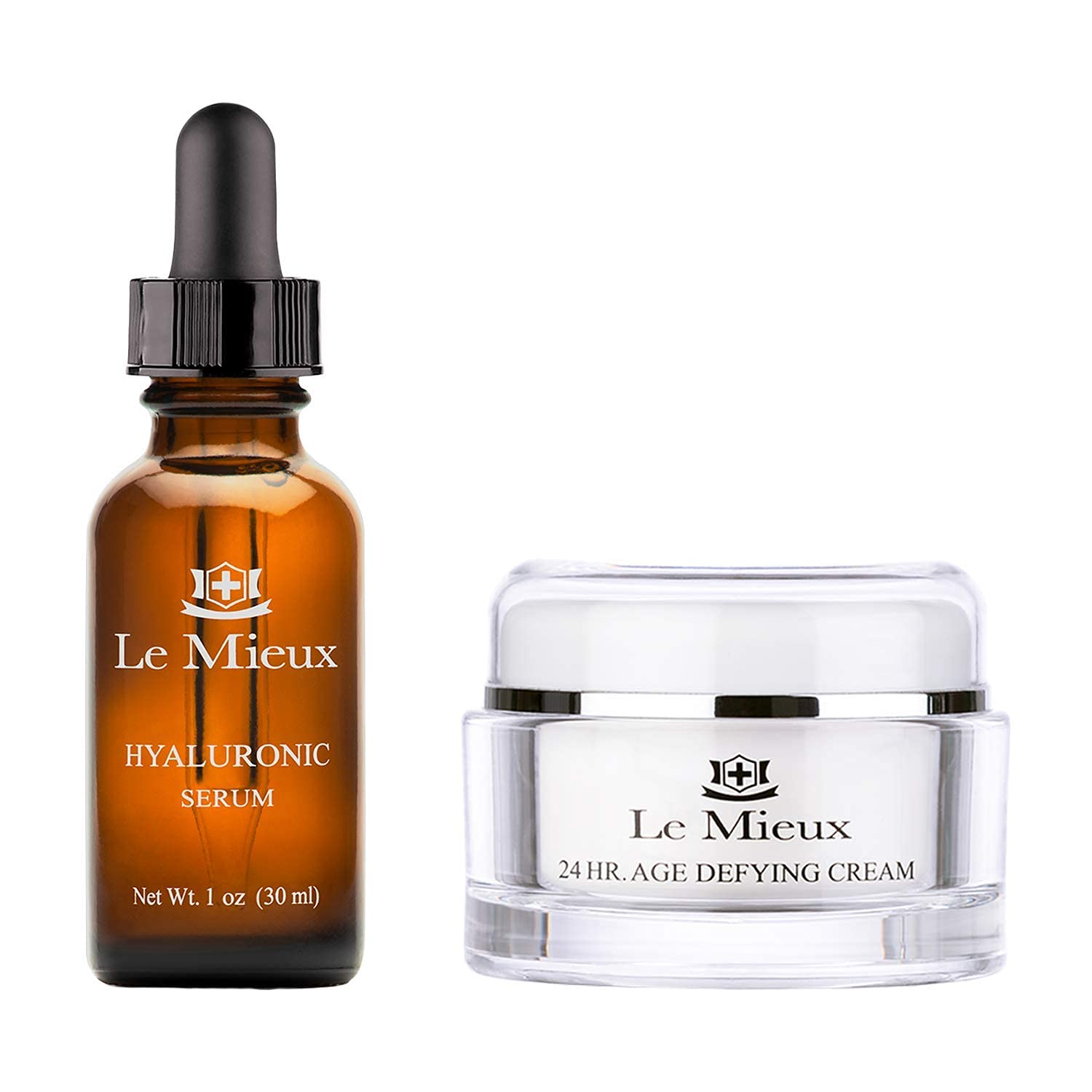 Le Mieux Luxury Skincare Set - Hyaluronic Acid Serum & Anti-Aging Cream for 24-Hour Hydration - 2-Piece Facial Moisturizing Set for Dry Skin - Perfect for Night Routine & Daily Skincare Regimen