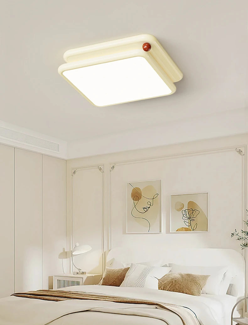 Nordic Style Cream White Ceiling Lamp - Modern Minimalist Lighting Fixture for Living Room, Bedroom, and Dining Room