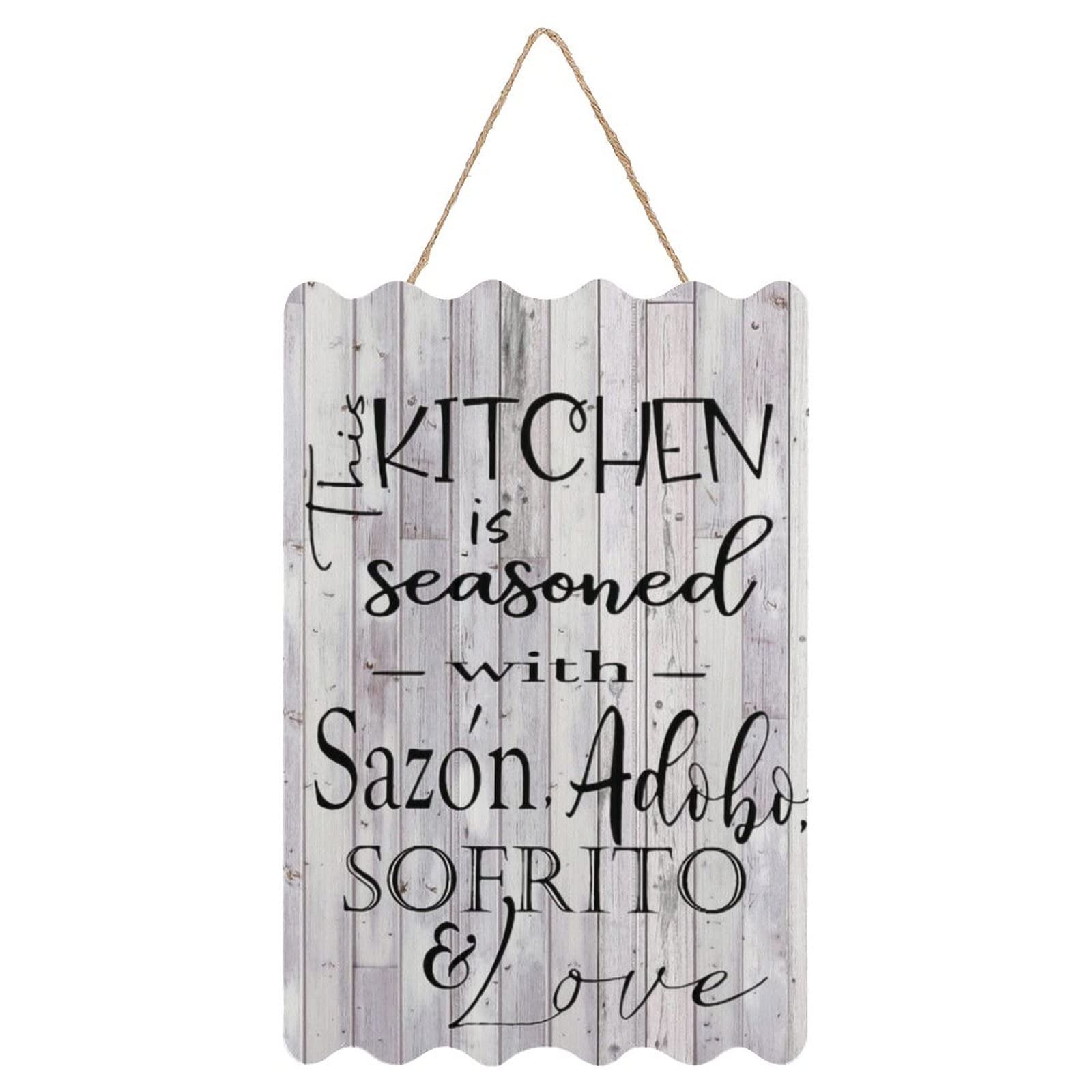 Authentic Spanish Puerto Rican Kitchen Wall Decor - 8×12 Inch Hanging Sign with Sazon Adobo Sofrito Design - Perfect for Home, Restaurant & Latino Cultural Decor