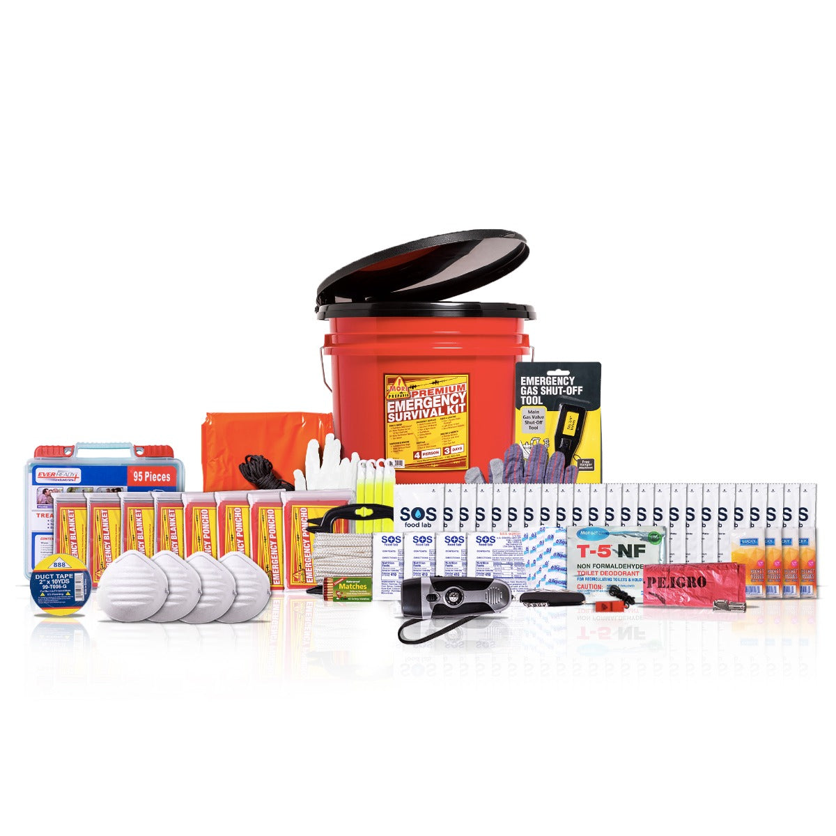 4-Person Emergency Survival Kit - Premium First Aid & Disaster Preparedness Supplies with Portable Seat | Perfect for Camping, Hiking, and Natural Disasters