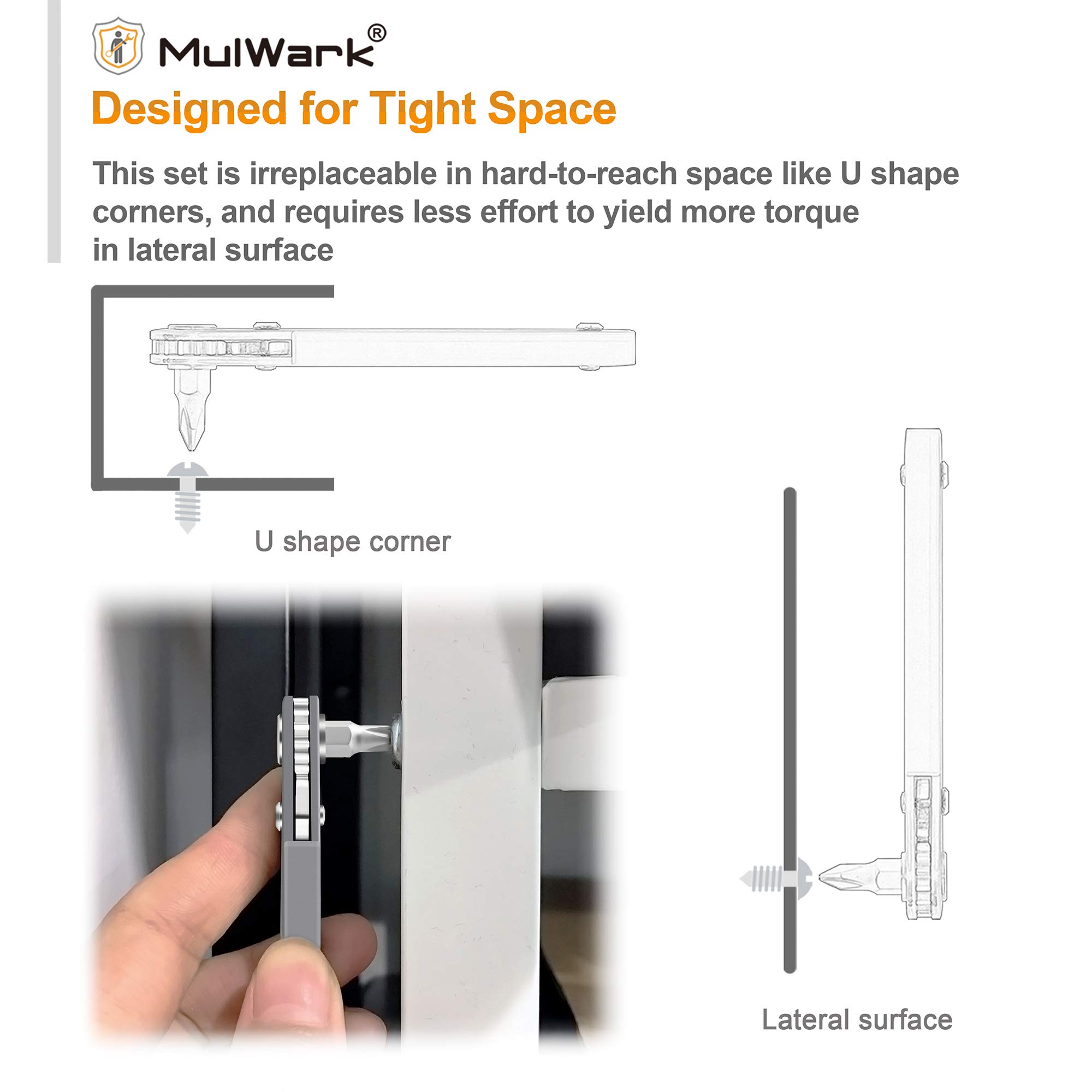 MULWARK 11-Piece Right Angle Screwdriver Set - 1/4