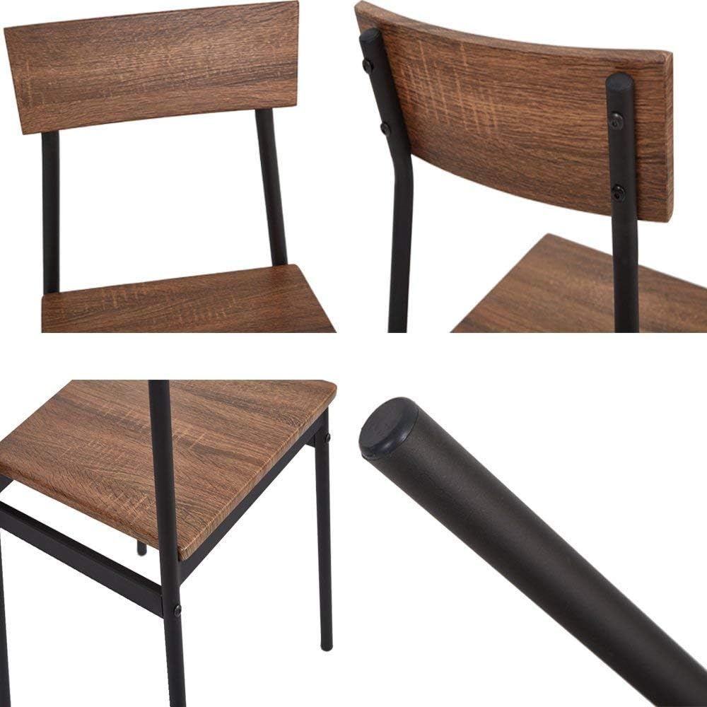 5-Piece Rustic Industrial Style Wooden Kitchen Table and Chairs Set for 4 - Perfect for Small Dining Rooms, Breakfast Nooks & Farmhouse Kitchens