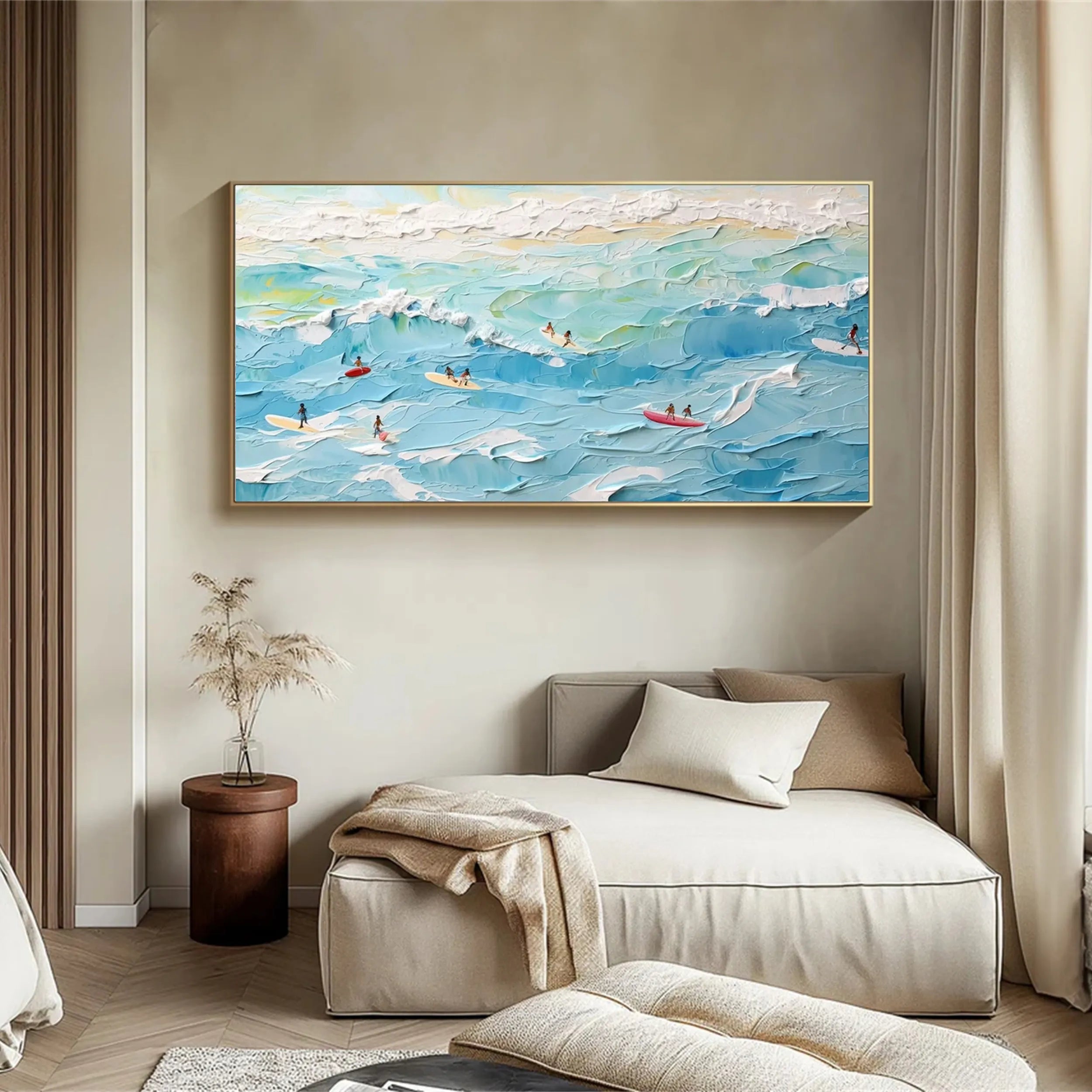 Seascape and Snowy Peak Landscape Painting - Premium Wall Art Decor #SP014 - Perfect for Living Room, Bedroom & Office