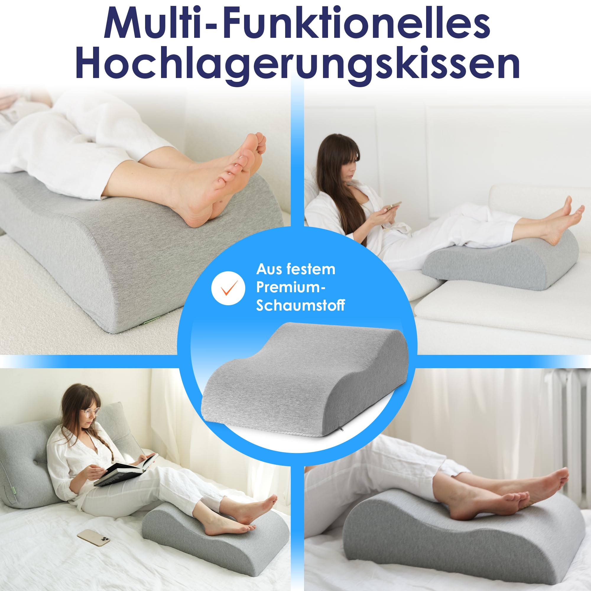Premium Leg Elevation Pillow - Large Orthopedic Knee & Leg Support Wedge - OEKO-TEX Certified for Blood Circulation & Pain Relief - Ergonomic Design for Sleeping, Post-Surgery Recovery & Relaxation at Home