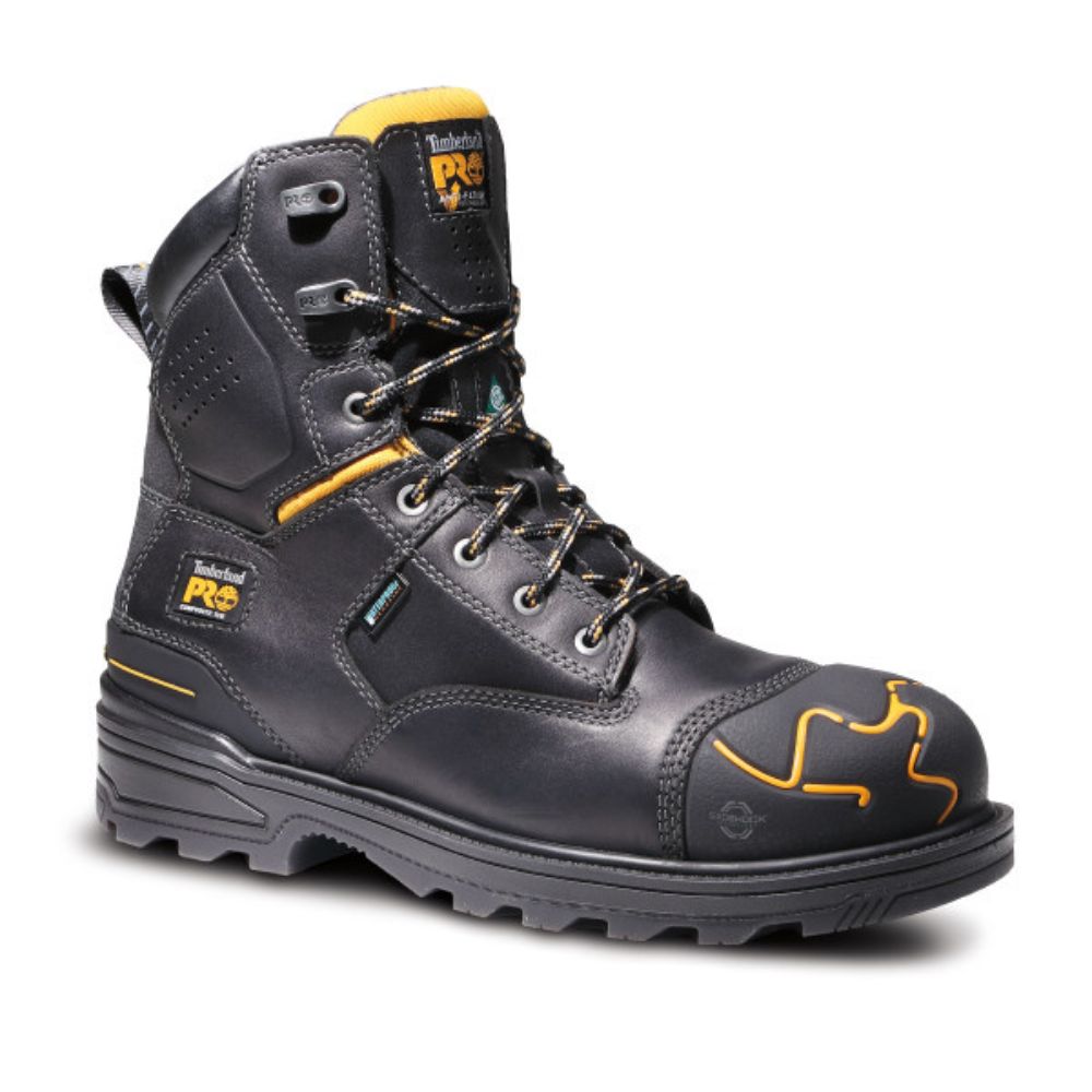 Timberland PRO Magnitude Men's 8 Inch Waterproof Steel Toe Work Boots - Black TB0A5M5X001 | Slip Resistant Safety Shoes for Construction, Warehouse & Outdoor Work