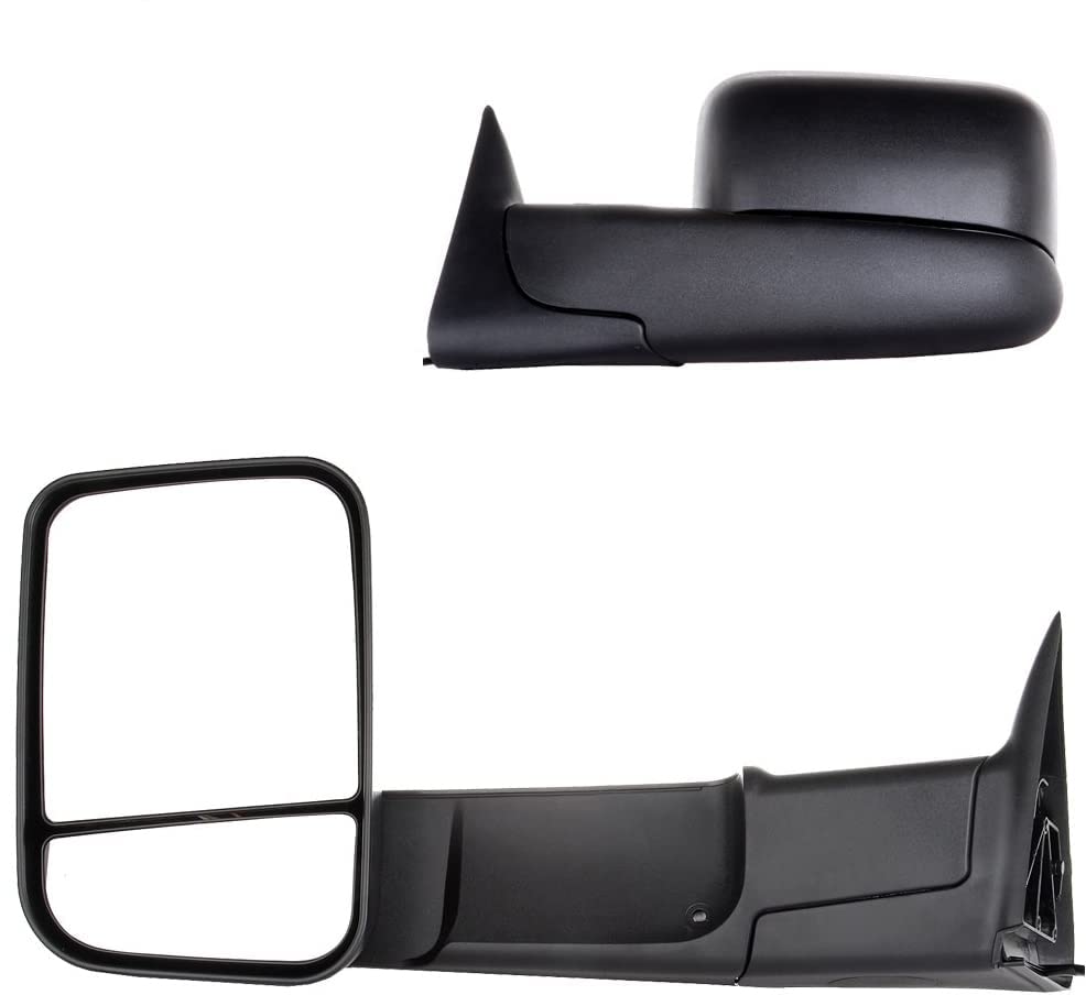 CCiyu Black Power-Adjusted Heated Towing Mirrors - Compatible with 1998-2001 Dodge Ram 1500/2500/3500 Trucks (LH Left & RH Right) - Perfect for Enhanced Visibility While Towing Trailers or Heavy Loads