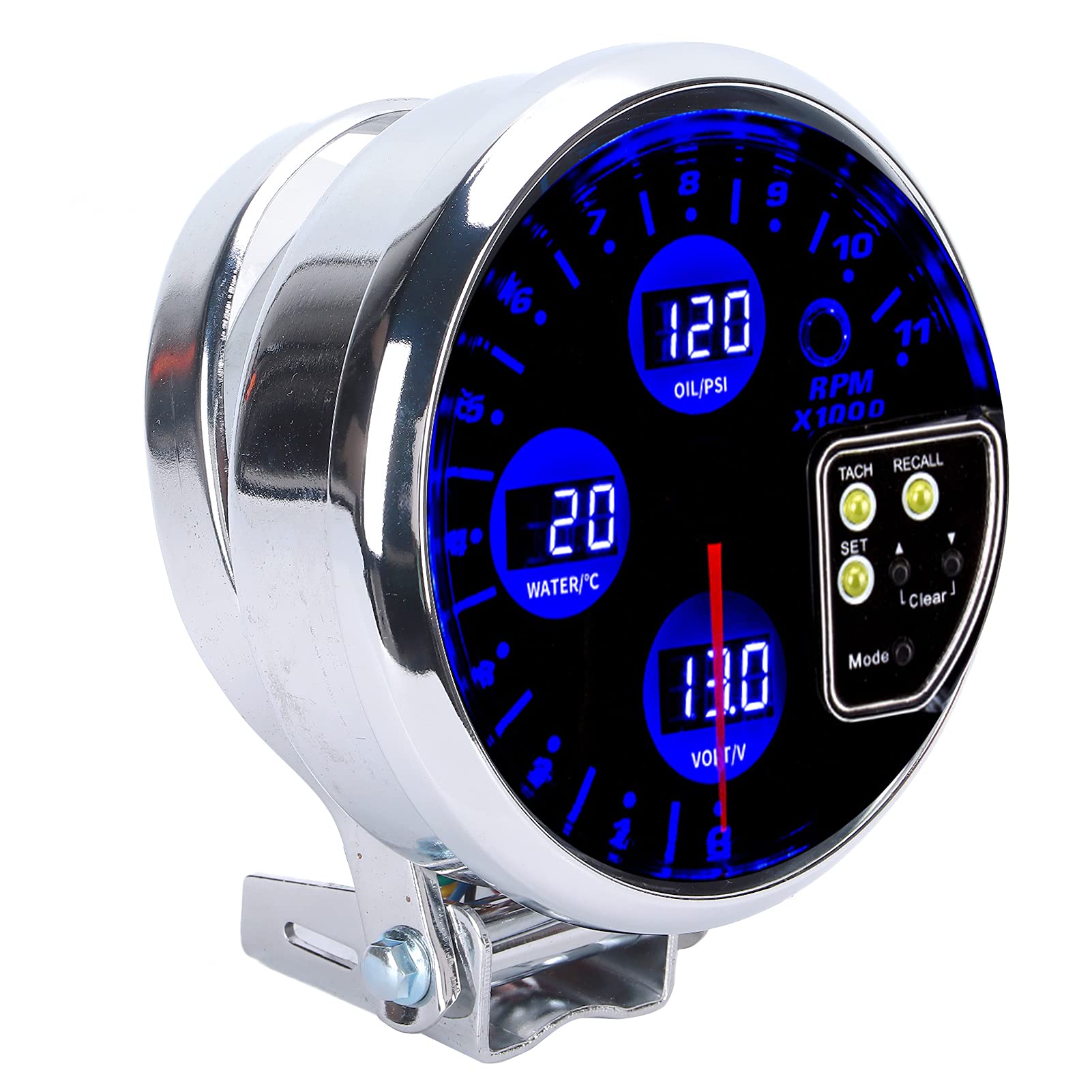 High Performance 4-in-1 Blue Clear Scale Voltage Gauge for Cars - Reliable Engine Monitoring for Automotive, Racing & DIY Projects
