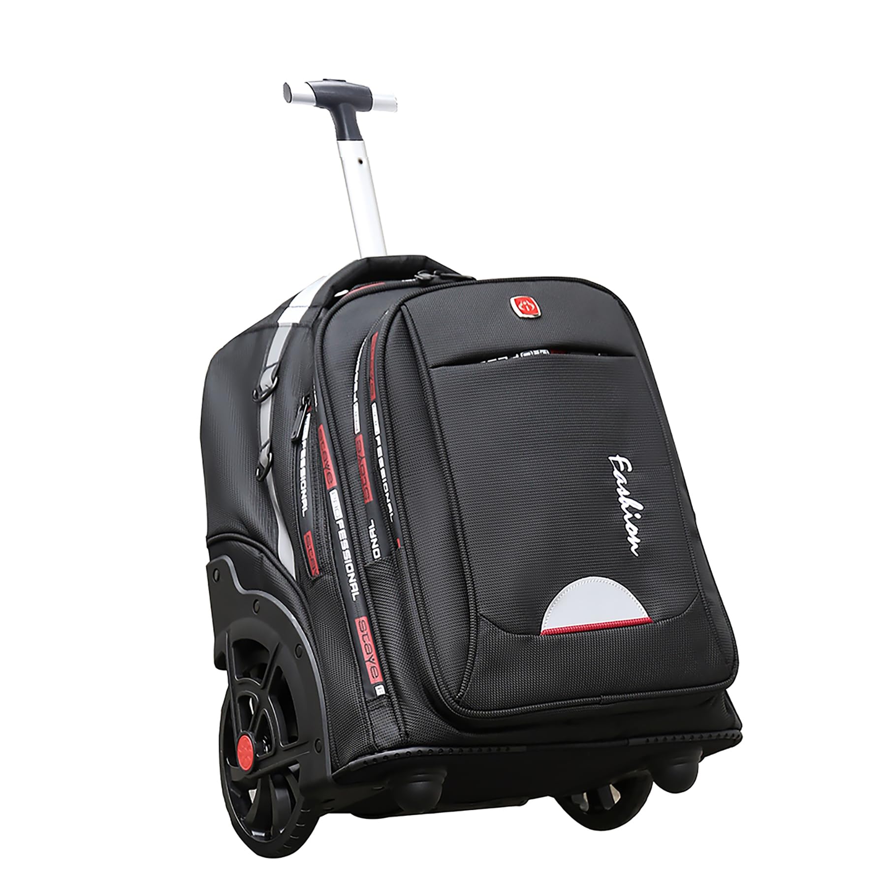 22 Inch Rolling Backpack with Wheels - Waterproof Wheeled Travel Backpack for Men & Women, Carry-On Luggage with Laptop Compartment Fits 17 Inch Laptop, Black - Perfect for Air Travel, Business Trips & School Use