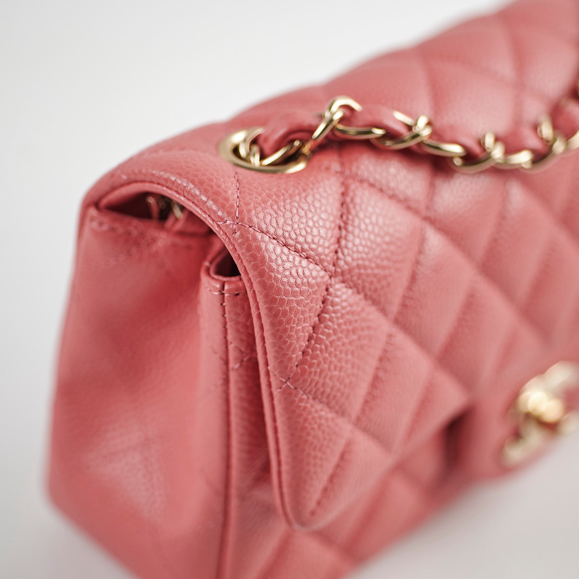 Chanel Pearly Pink Rectangular Mini Flap Bag in Caviar Leather - 25 Series | Luxury Crossbody Purse for Women, Perfect for Parties & Evening Events
