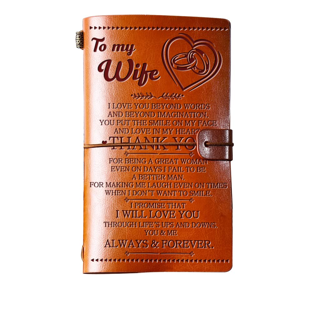 Leather Journal for Wife - Romantic Anniversary & Wedding Gift