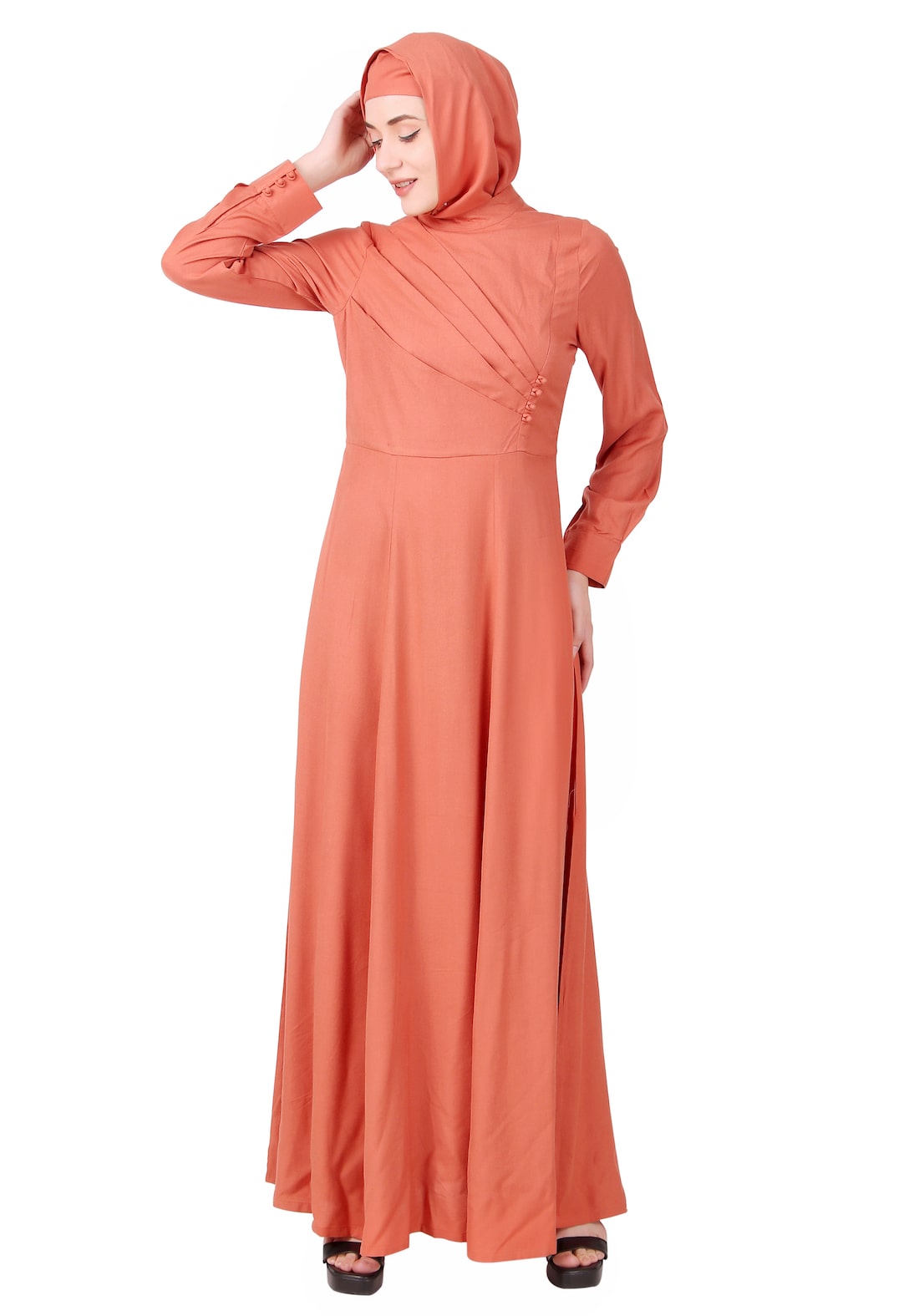 Stylish Angrakha Inspired Mandarin Collar Rayon Abaya for Women - Perfect for Eid, Ramadan, and Special Occasions