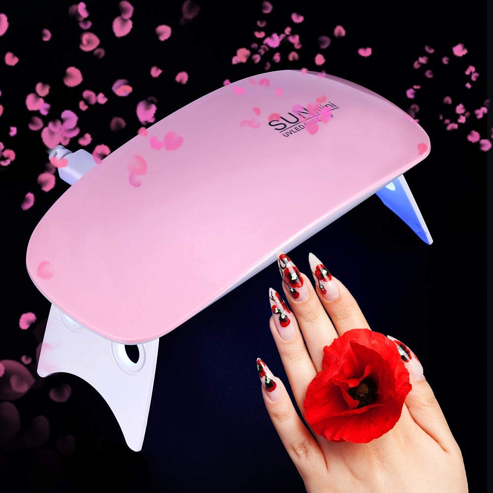 URBANMAC Mini UV LED Nail Lamp - 6W Portable USB Nail Dryer for Gel Polish Curing, 2 Color Options - Perfect for Home Manicure, Nail Art & Salon Use (02)