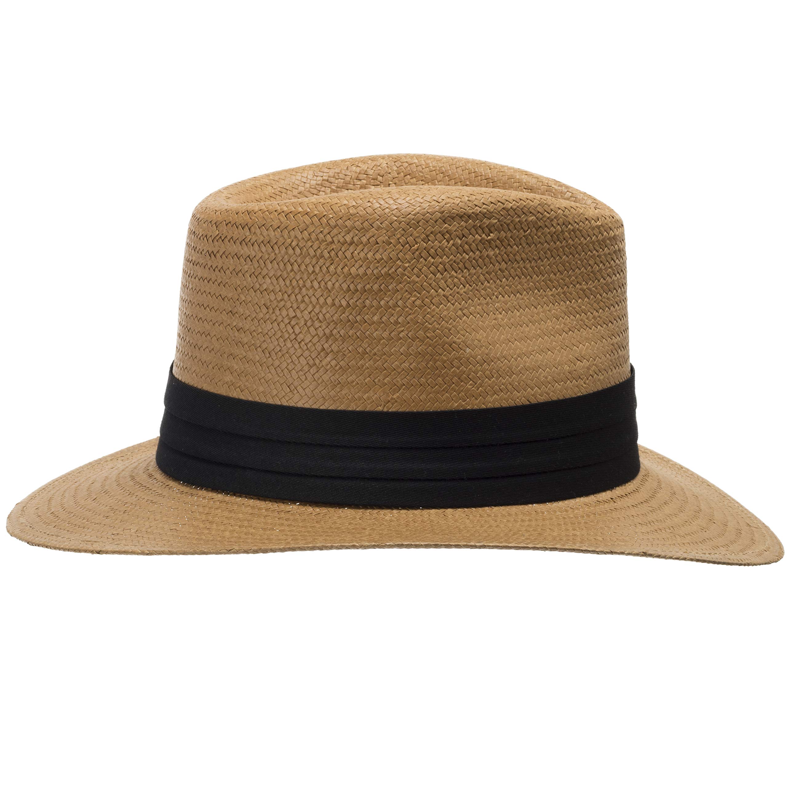 Monte Cristo Classic Fedora Straw Panama Hat - Wide Brim Sun Hat for Men & Women - Lightweight UPF 50+ Beach Hat for Summer, Travel, and Outdoor Activities