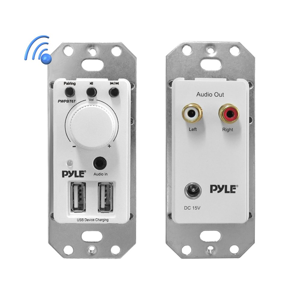 Pyle PWPBT67 Bluetooth Receiver Wall Mount & In-Wall Audio Control System with PDIC60 6.5'' In-Wall/Ceiling Midbass Speakers Pair - Perfect for Home Theater, Multi-Room Audio & Smart Home Integration