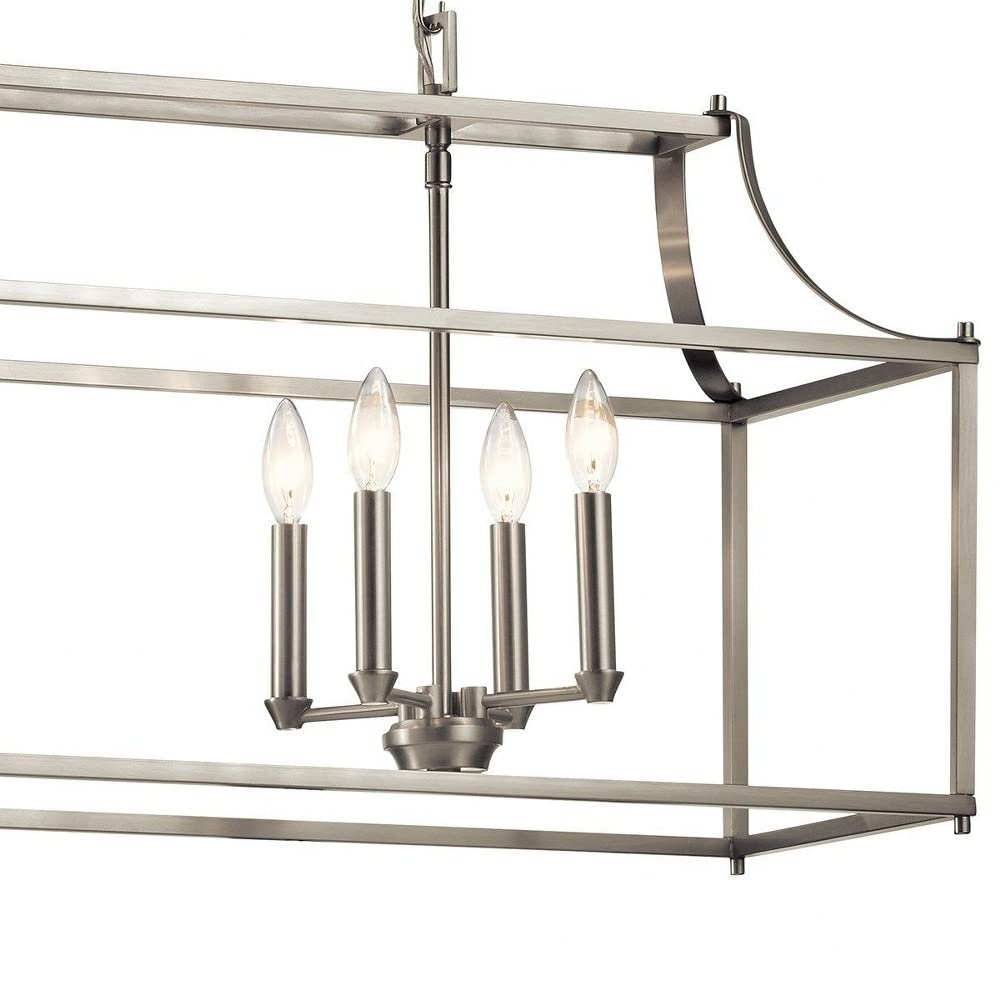 8-Light Traditional Candle Style Cage Chandelier - Brushed Nickel Finish - Perfect for Kitchen Island, Dining Room, or Farmhouse Decor Lighting