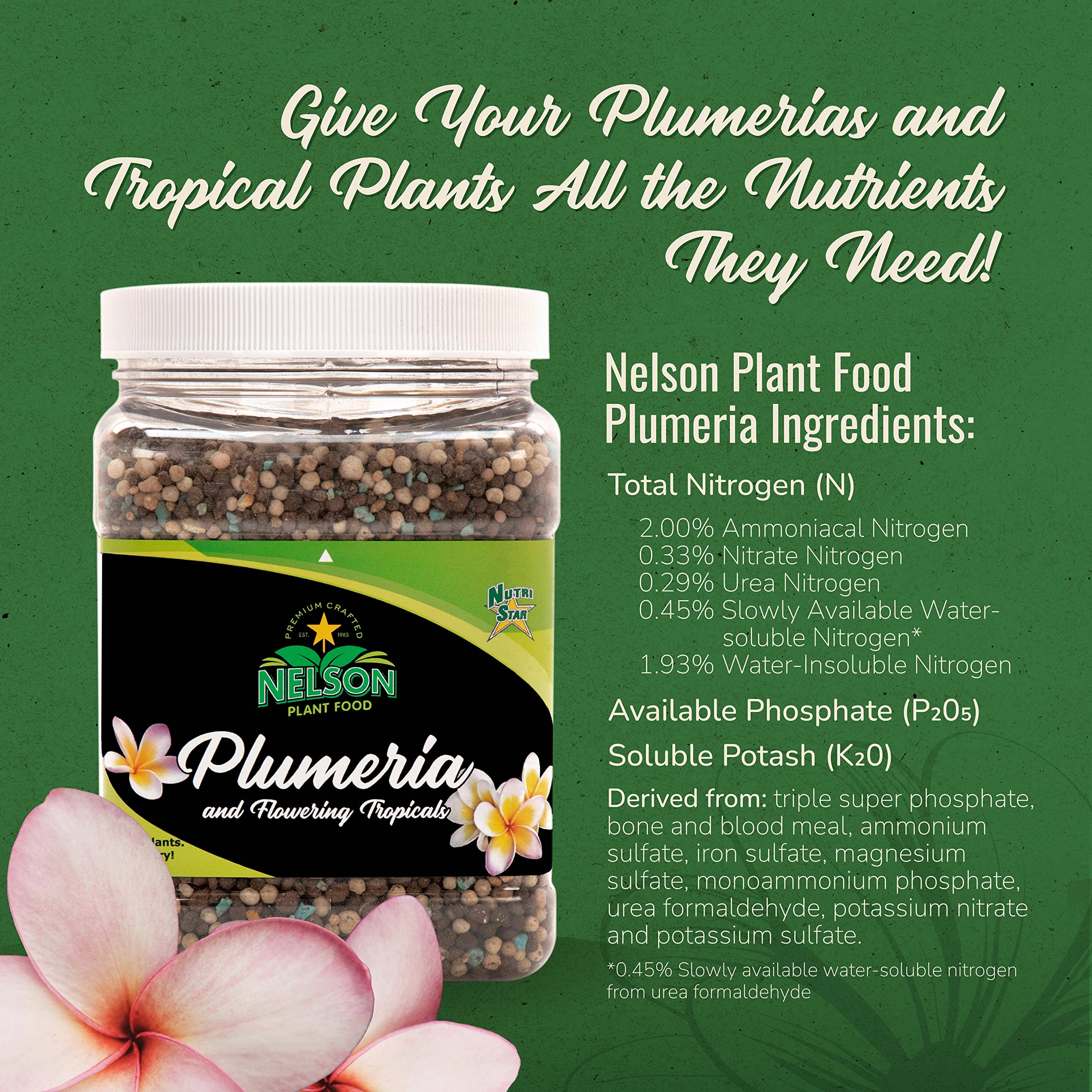 NutriStar 5-30-5 Granular Fertilizer for Plumeria, Tropical Flowers, Ferns, Orchids & Lilies - 25lb Bag | In-Ground & Container Plant Food for Patio & Garden Growth
