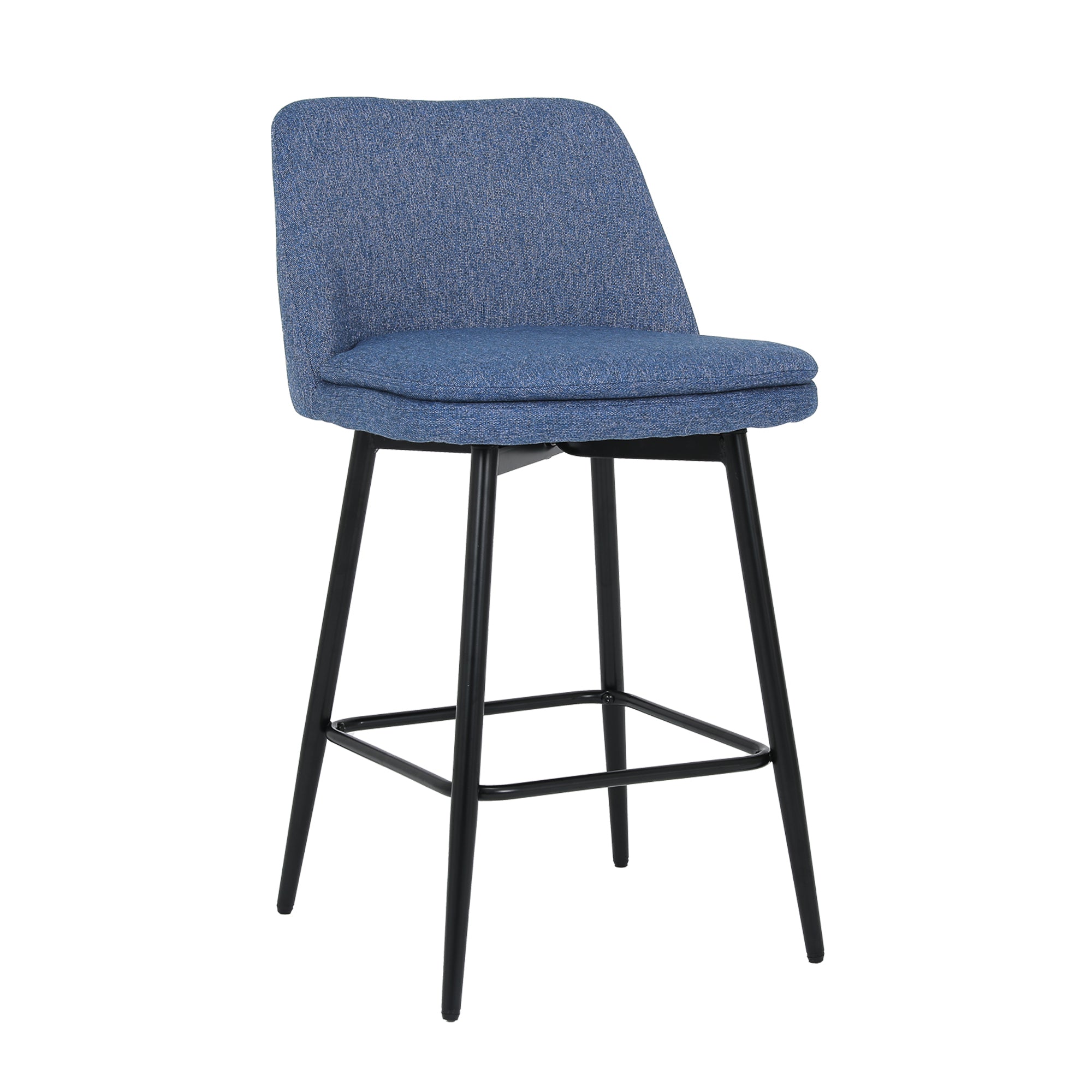 360° Swivel Counter Height Bar Stools Set of 2 - Upholstered with Back Support & Sturdy Metal Legs, 25.6