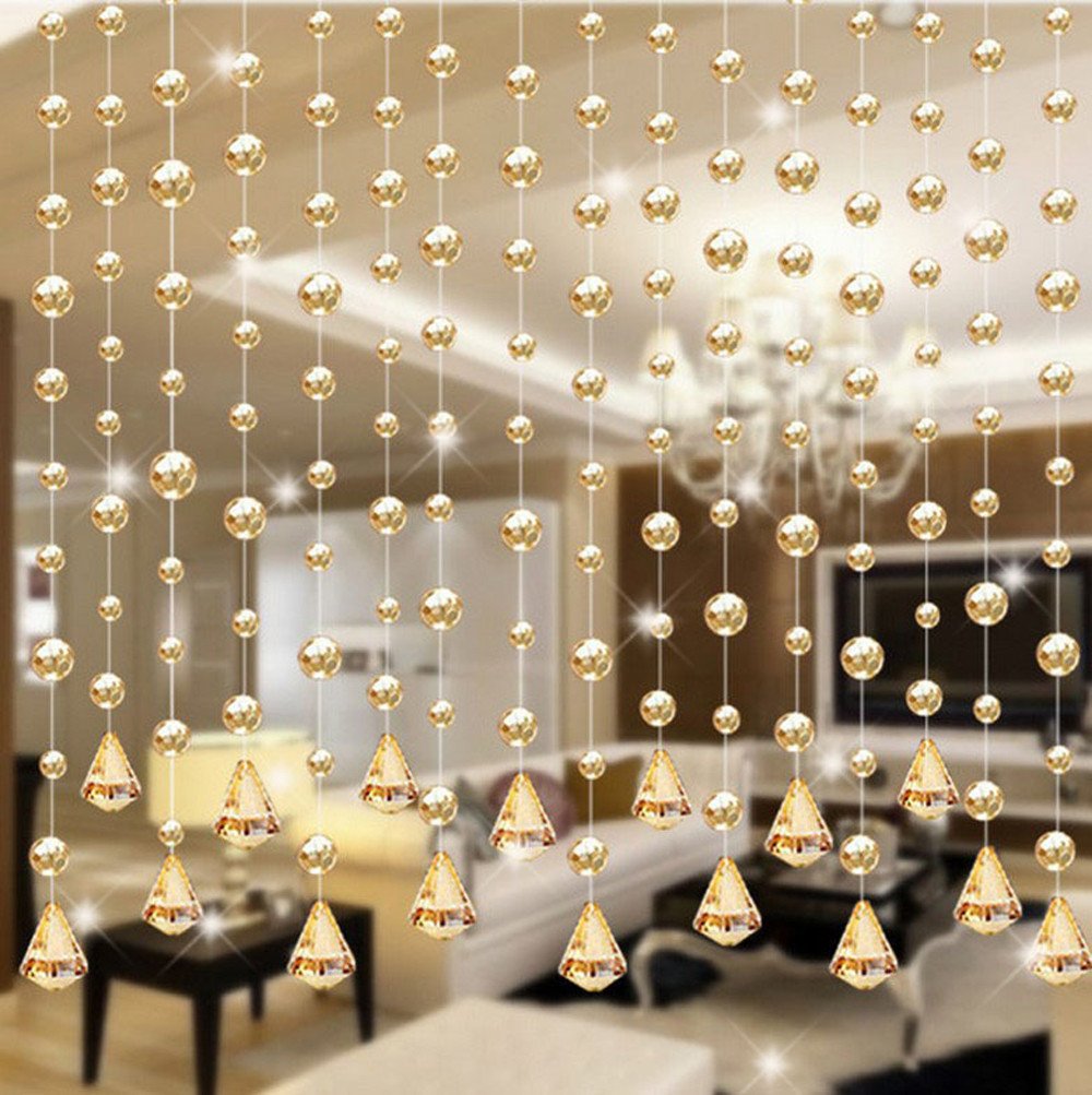 Luxury Glass Beads Door Curtain - Elegant Beaded Tassel Room Divider for Wedding, Home Decor & Bohemian Style Interior Design | Perfect for Bedroom, Living Room, Doorway and Party Decorations