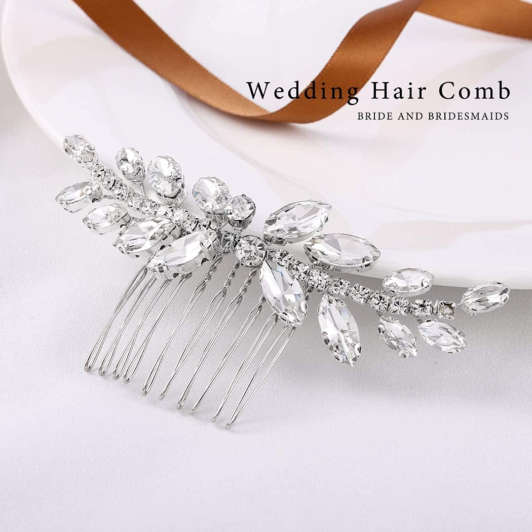 Sparkling Rhinestone Wedding Hair Comb - Crystal Bridal Hair Accessory for Women (Silver) | Perfect for Brides, Prom, Evening Gala & Special Occasions