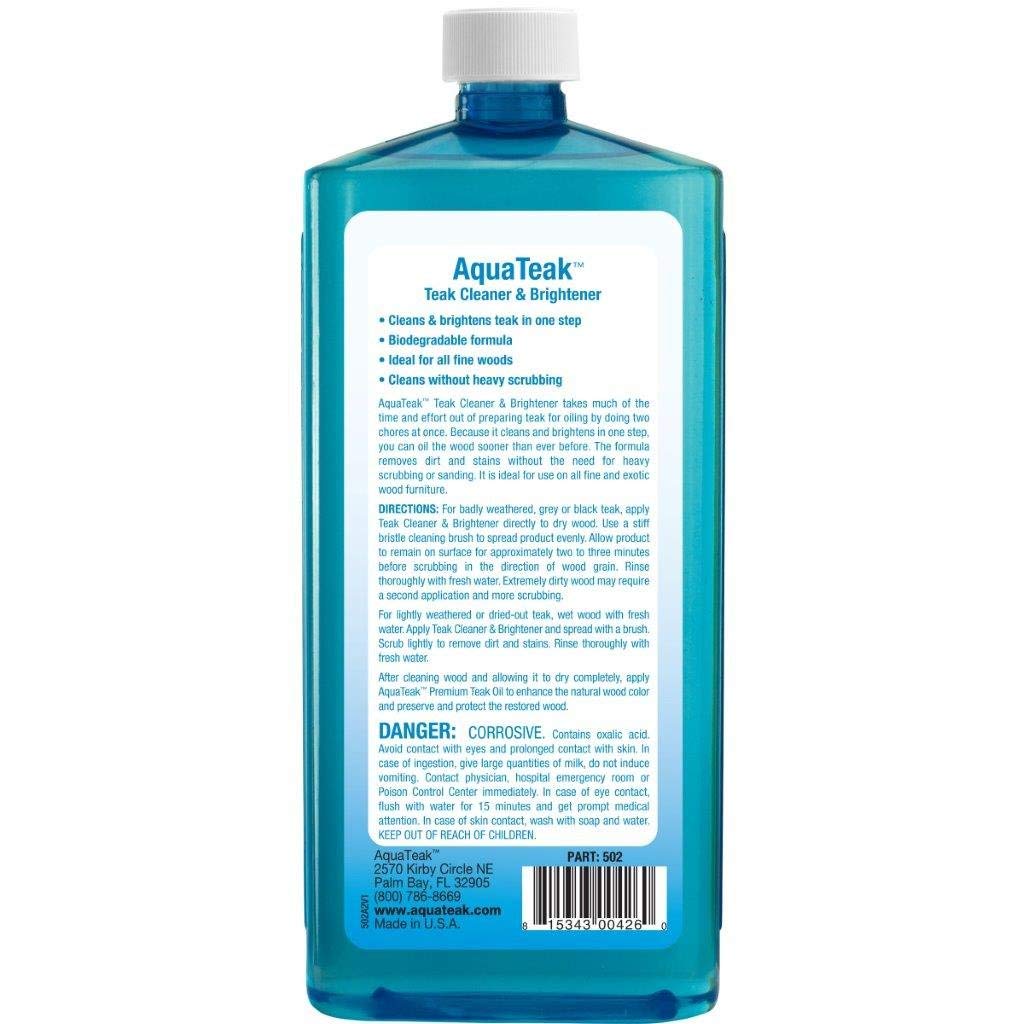 AquaTeak Premium Teak Wood Cleaner & Brightener - Restores & Protects Outdoor Furniture, Decks, and Boats - Ideal for Patio, Garden, and Marine Use