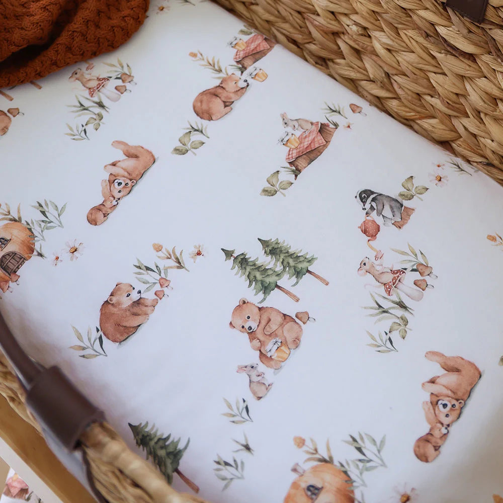Snuggle Hunny Bassinet Sheet & Change Pad Cover with Bears - Soft & Breathable for Baby's Comfort - Perfect for Nursery, Travel & Daily Use