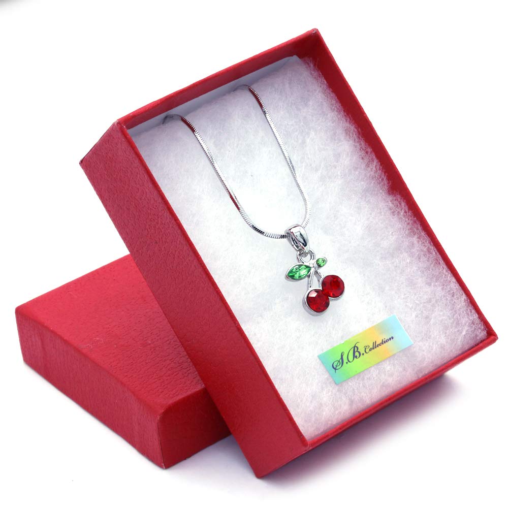 SoulBreeze Red Cherry Necklace - Summer Fruit Pendant Charm Gift for Women & Mom | Elegant Fashion Jewelry for Date Night, Mother's Day & Birthday Gifts