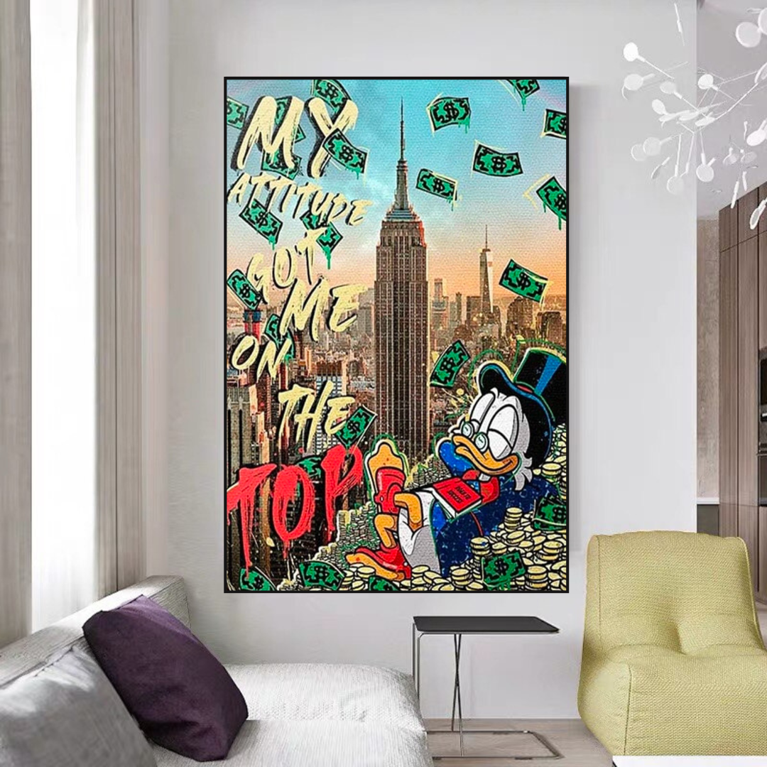 Uncle Scrooge McDuck Canvas Wall Art - Disney Duck Cartoon Painting - Perfect for Bedroom, Living Room & Office Decor