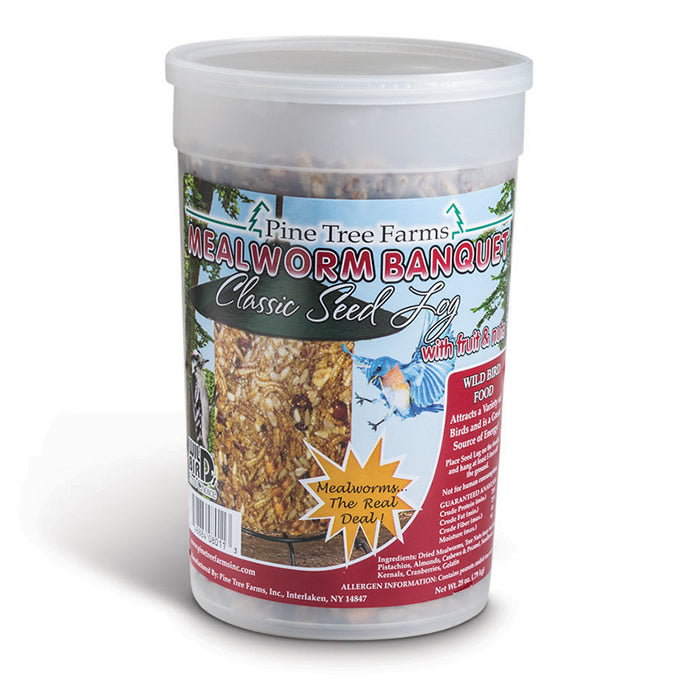 Premium Mealworm Banquet Classic Seed Log - All-Natural Bird Food for Wild Birds - Perfect for Backyard Bird Feeders & Wildlife Observation