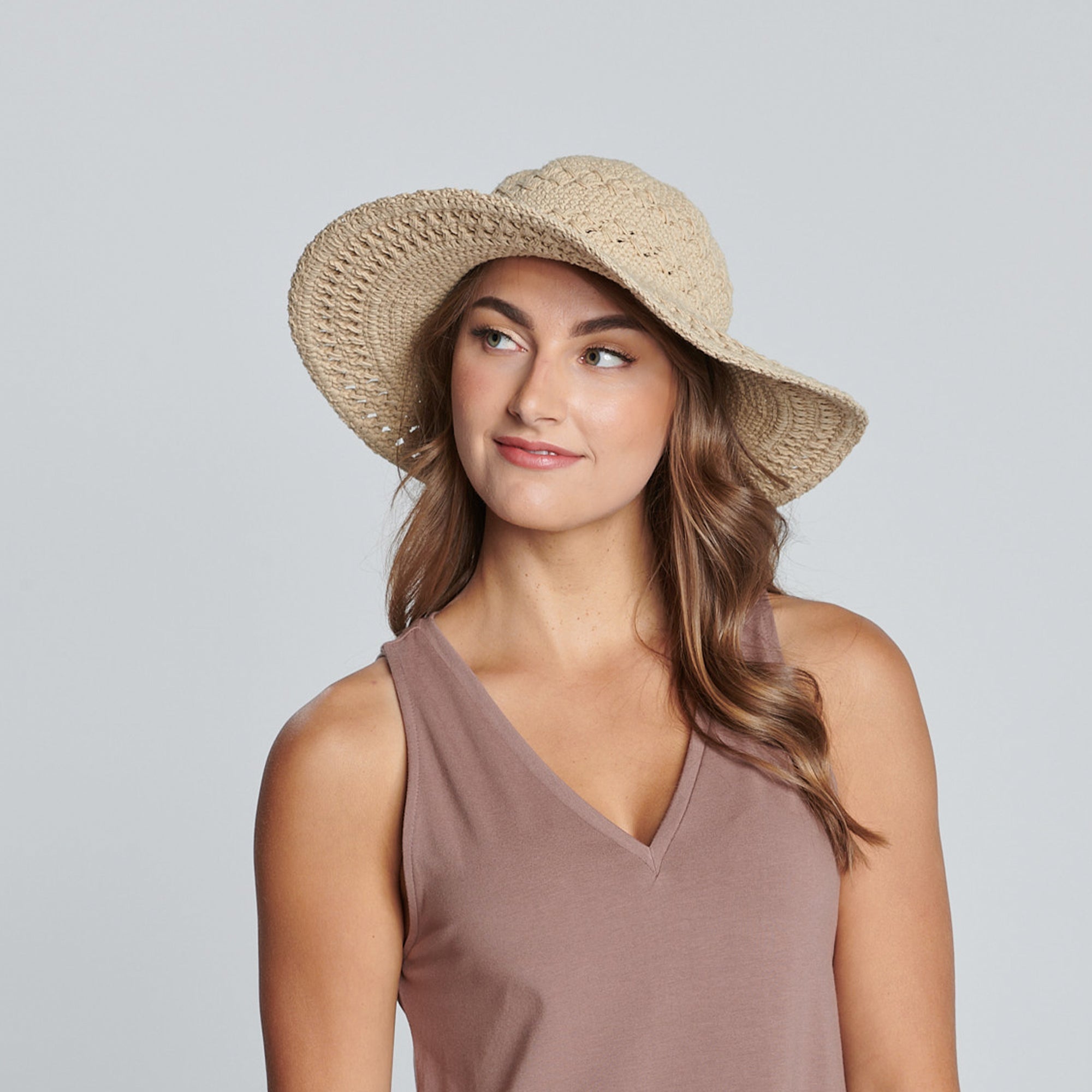 Women's Cotton Crochet Sun Hat with Wide Brim - Stylish Summer Beach Hat for Outdoor Activities, Gardening, and Vacation