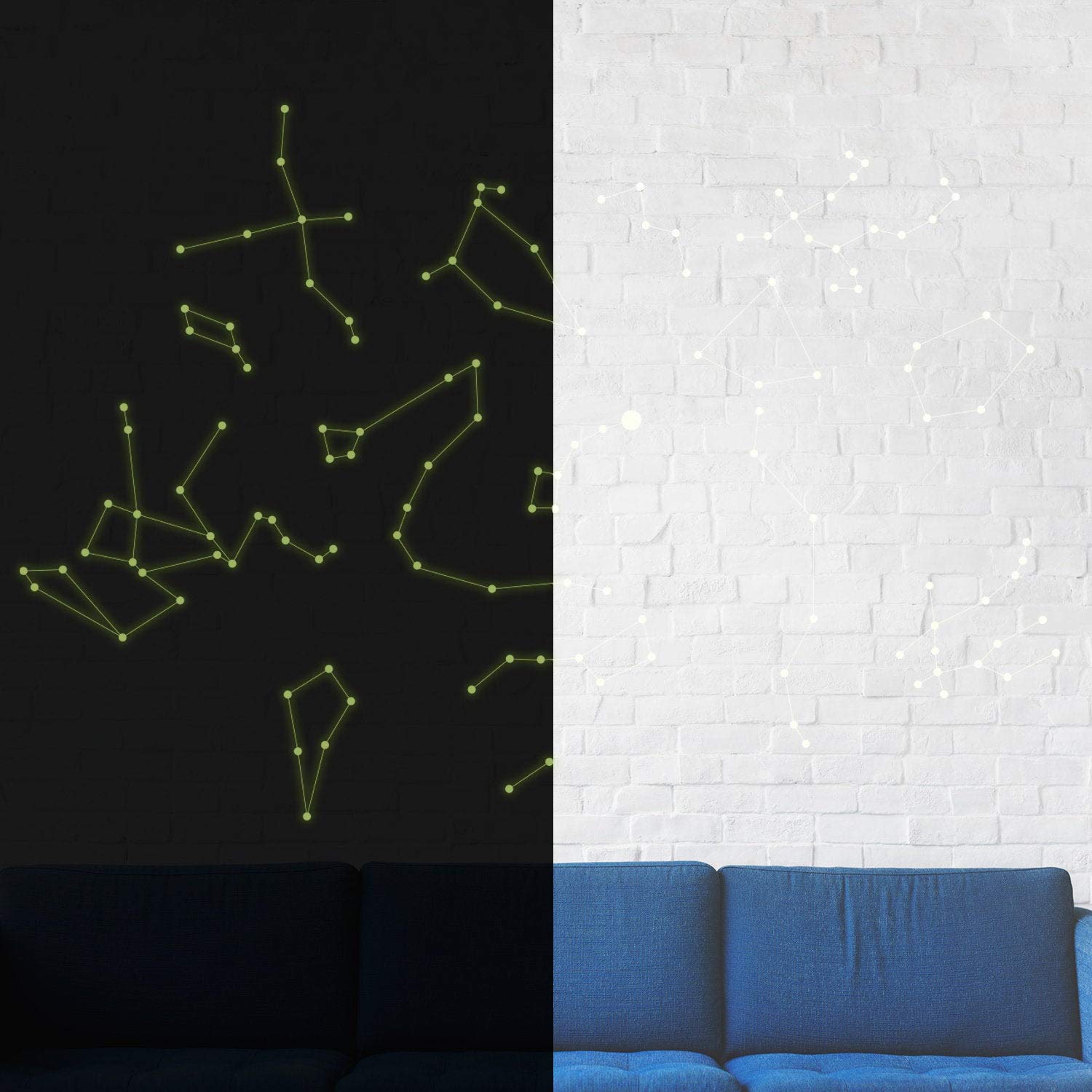 Glow in The Dark Vinyl Ceiling Decal - Star Map Constellation Sticker with Milky Way Design - Luminescent Night Sky Decor for Bedroom, Nursery & Home Theater