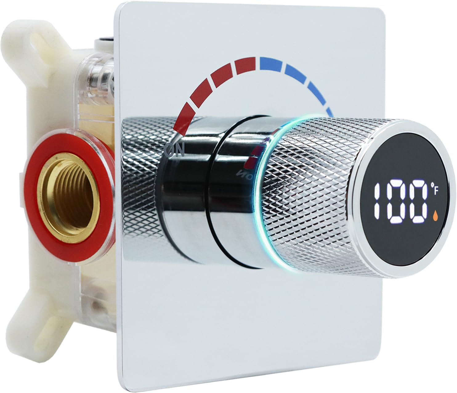 Digital Shower Valve with Temperature Display - Solid Brass Concealed Shower Diverter Kit with Wall Mount Body Jets & Individual Control - Polished Chrome Finish for Modern Bathroom & Spa Experience