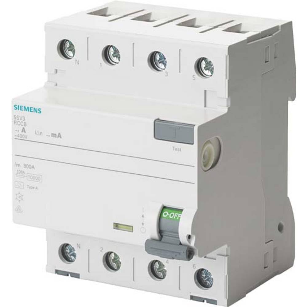 Siemens Sentron 5SV 70mm Class-A 4 Pole 63A 30mA Residual Current Circuit Breaker - Perfect for Industrial and Commercial Electrical Safety Protection