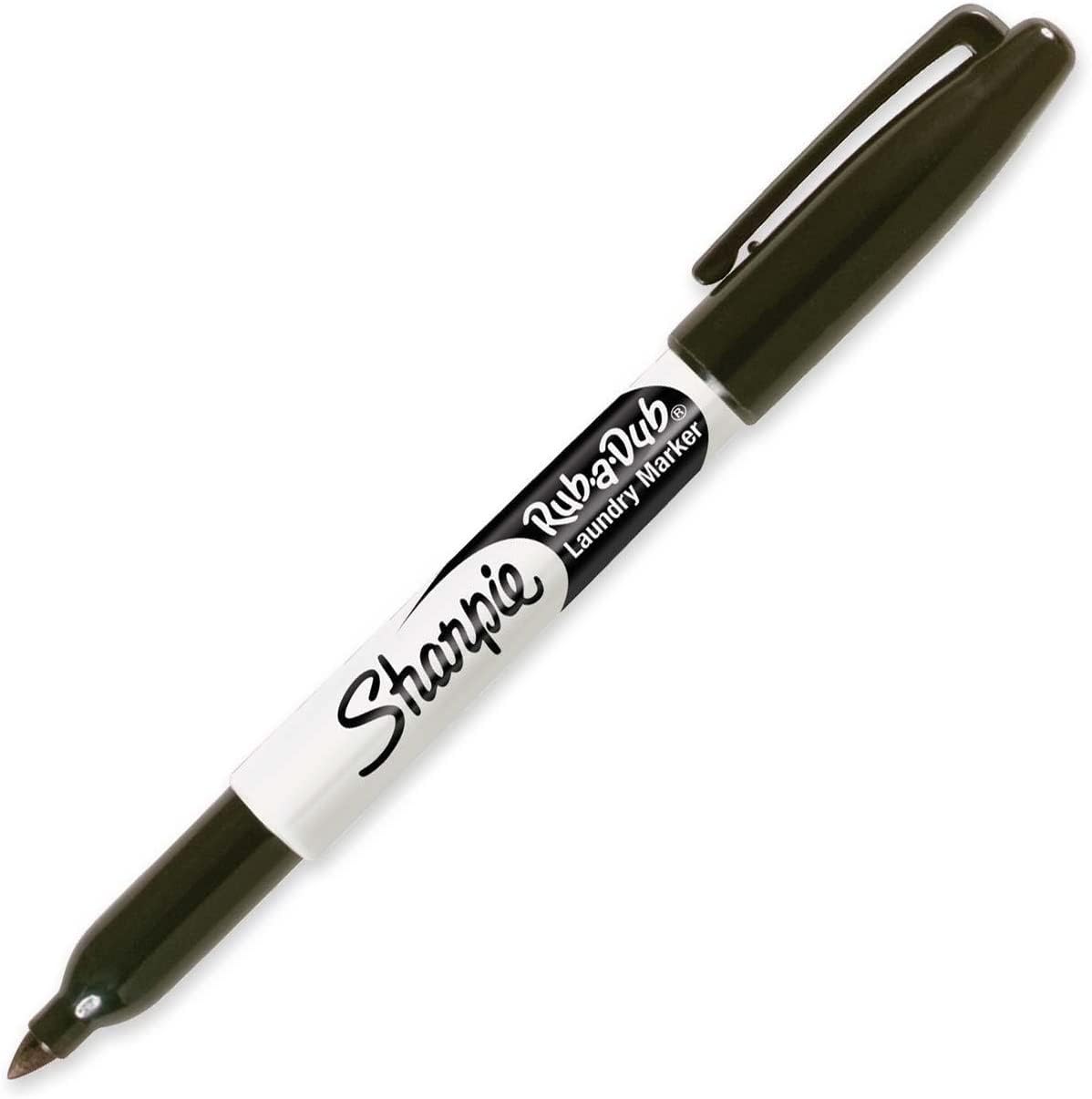 SHARPIE Rub-a-Dub Permanent Marker, Fine Point, Black Ink - Waterproof & Fade-Resistant for Fabric, Plastic & Metal - Ideal for Labeling Laundry, Outdoor Gear & Industrial Use