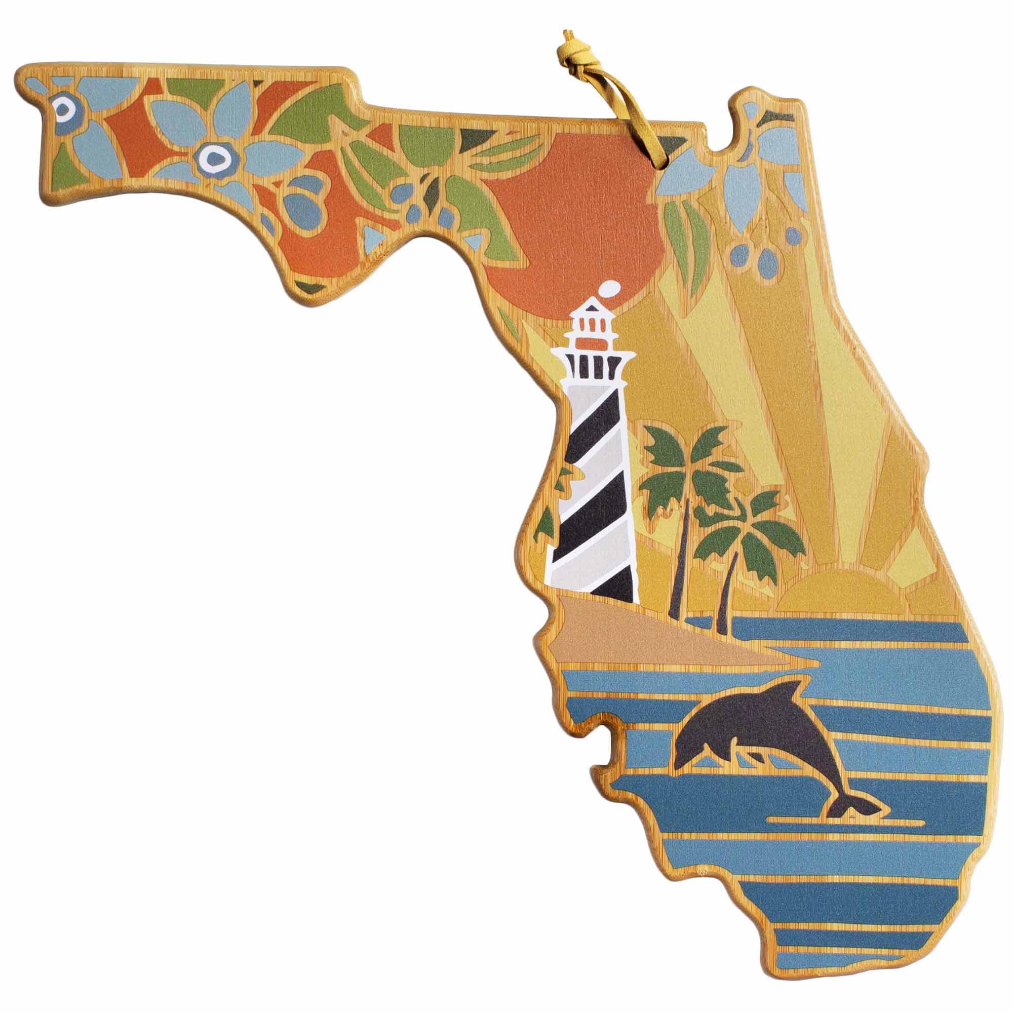 Florida Handcrafted Wooden Cutting Board with Summer Stokes Artwork - Perfect for Kitchen Prep, Charcuterie Boards & Home Decor Gifts