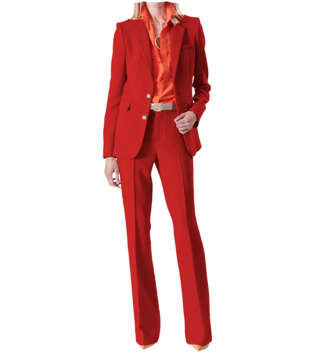 Women's 2-Piece Suit Set with Notch Lapel - Blazer & Pants for Office, Business, and Formal Events | Professional Work Attire for Women