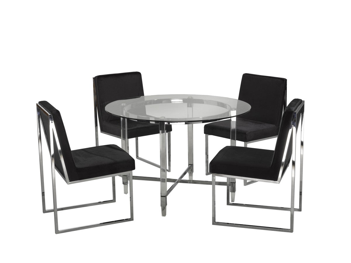5-Piece Black Dining Set - Modern Kitchen & Dining Room Table Chairs for Small Spaces, Home & Apartment