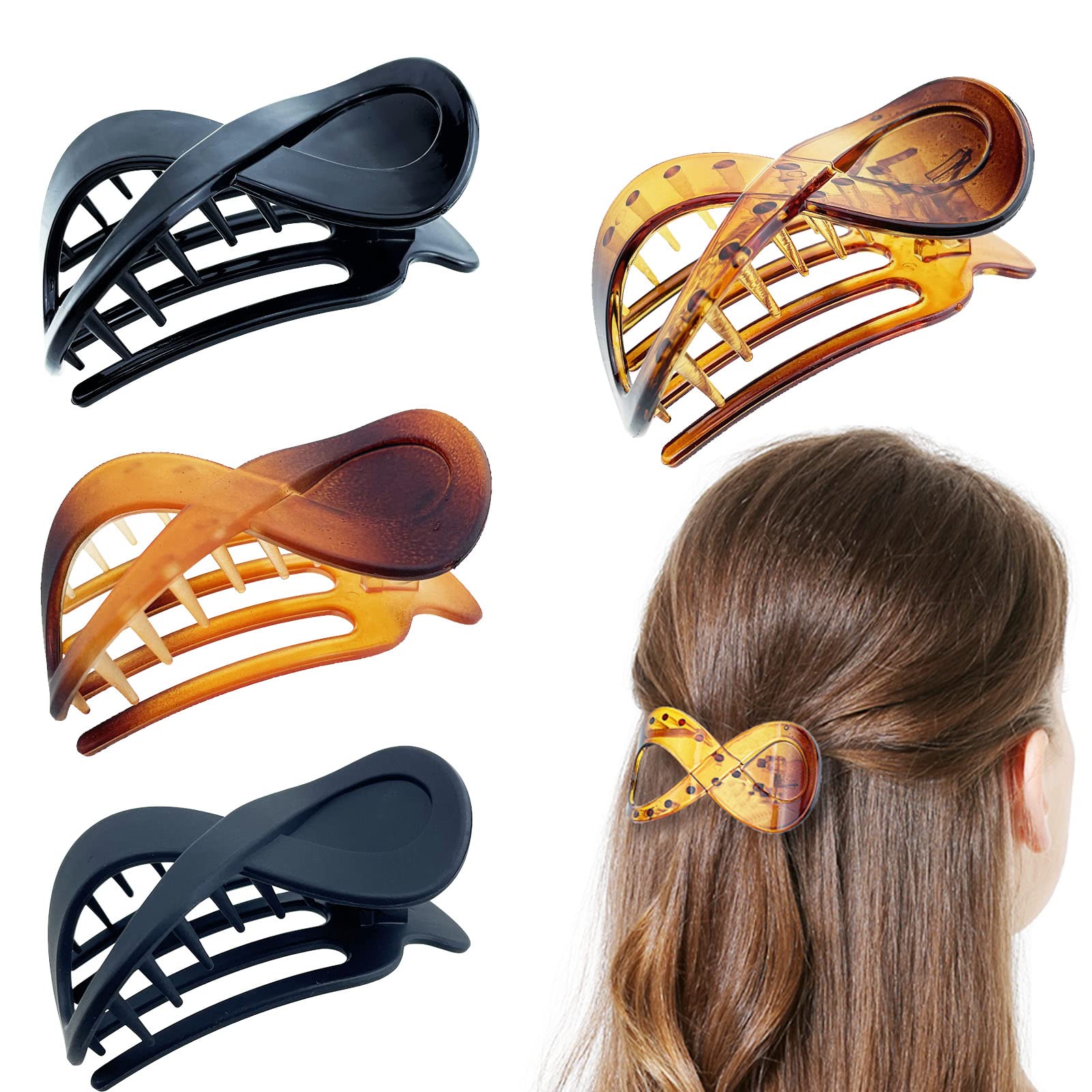 4 Pcs Braided Hair Clips - Large French Hair Grips for Thick Hair - Perfect for Updos, Ponytails & Everyday Styling