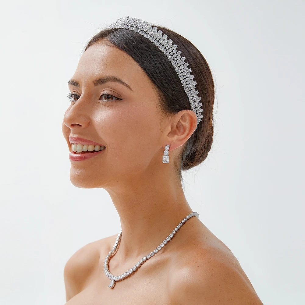 Elegant Crystal Zircon Headband for Girls - Princess Birthday Tiara, Wedding & Party Hair Accessory | Perfect for Birthday Parties, Weddings, Pageants & Special Occasions