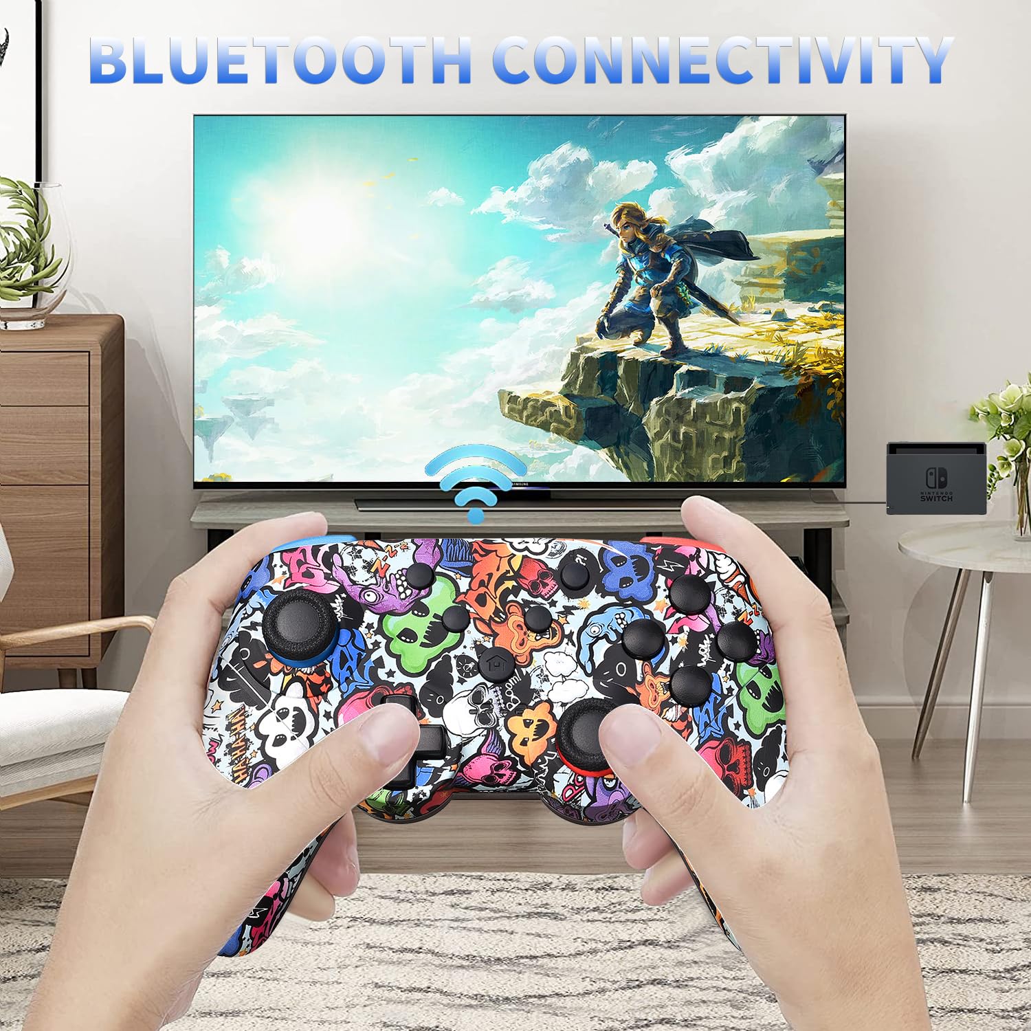 Wireless Controller for Nintendo Switch/Switch Lite/Switch OLED - Compatible with Windows PC, iOS & Android Devices - Dual Shock Vibration, One-Key Pairing, Wake-Up Function, Turbo Mode & Screenshot Button - Perfect for Gaming at Home, Travel or Online Multiplayer Battles