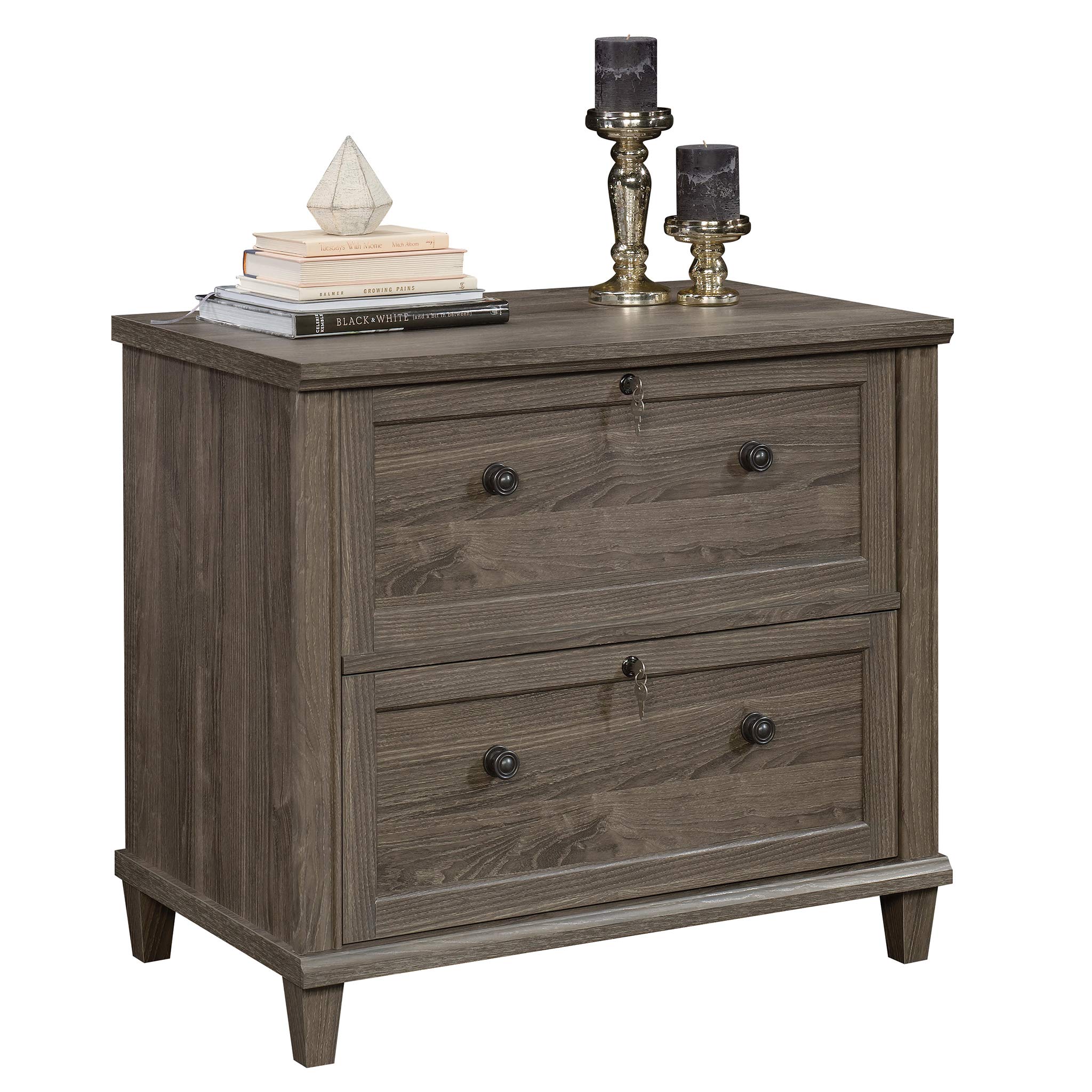 Sauder Hammond 2-Drawer Lateral File Cabinet with Lock - Home Office Storage Solution in Emery Oak Finish | Perfect for Organizing Documents & Office Supplies