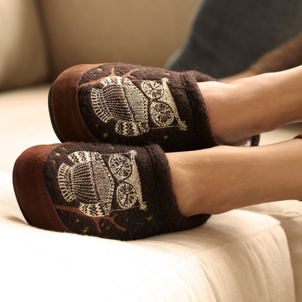 Women's Cozy Forest Mule Slippers with Non-Slip Indoor/Outdoor Sole - Soft House Shoes for Relaxing at Home, Quick Errands & Backyard Comfort