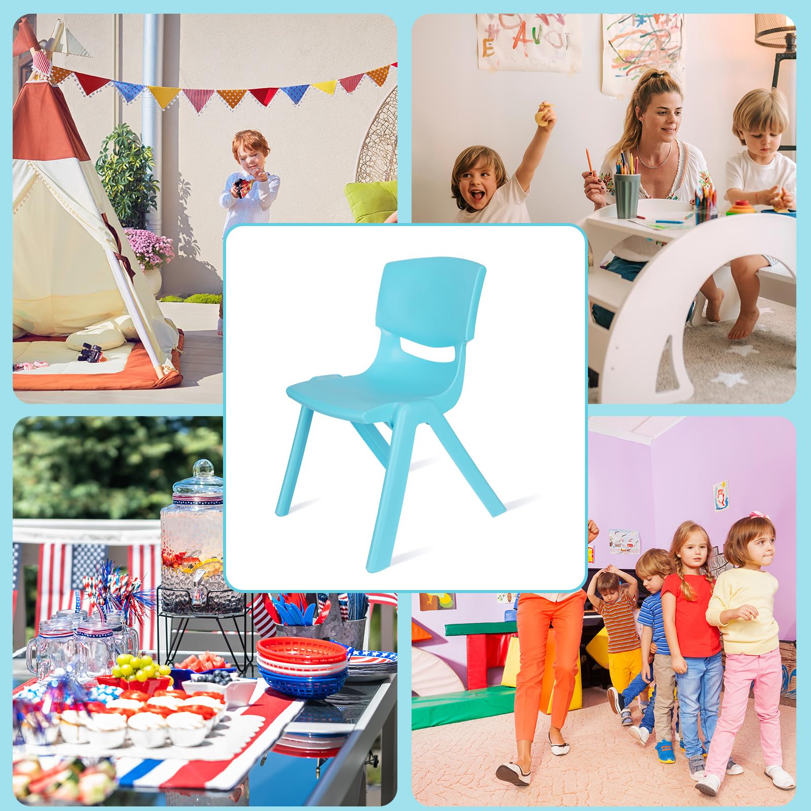 12-Pack Kids Plastic Stacking Chairs, 12