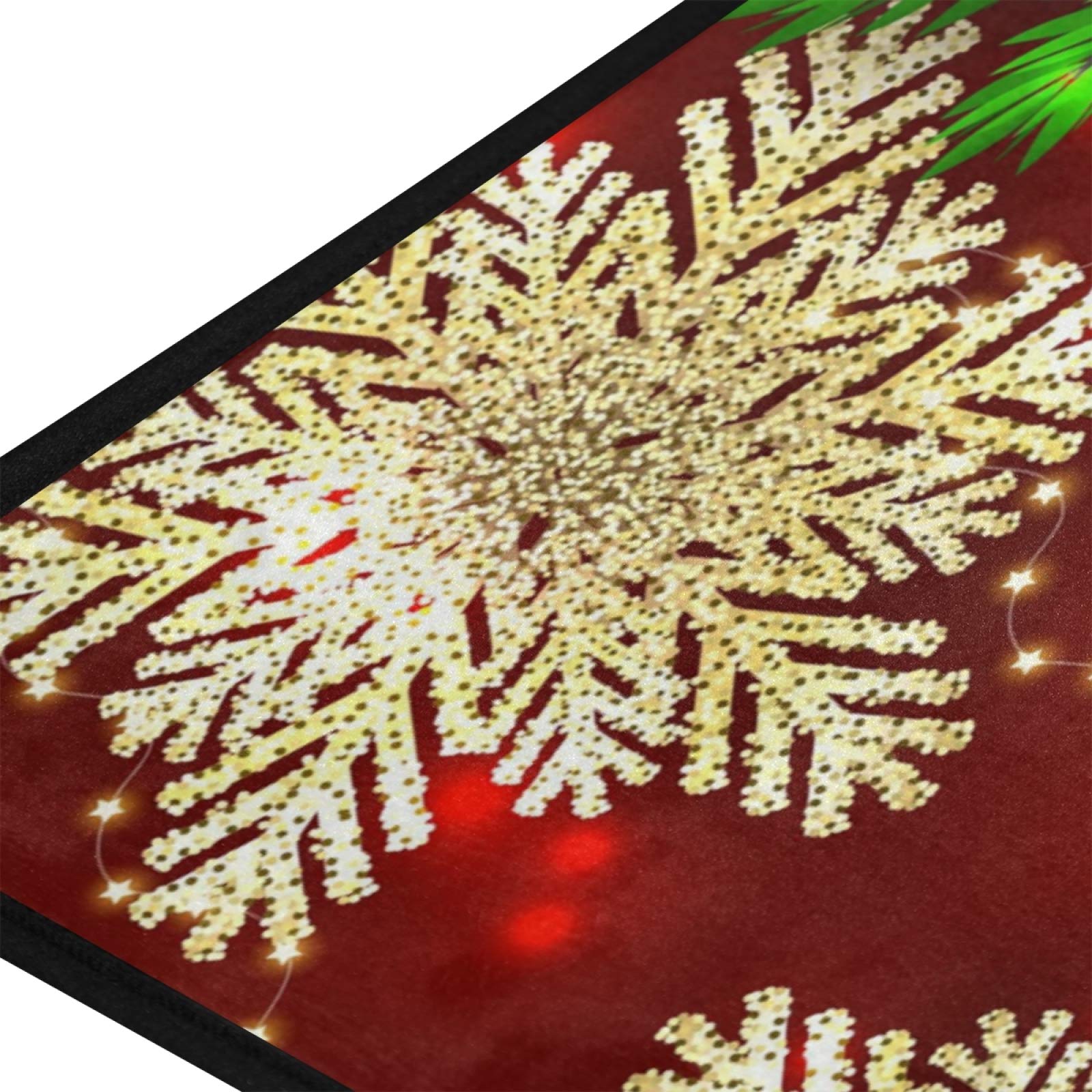 ALAZA Christmas Poinsettia Snowflakes Non-Slip Kitchen Rug - Soft Floor Mat for Standing Comfort - 39x20 Inch Holiday Bath Rug, Runner & Doormat - Perfect for Home Decor, Kitchen, Entryway & Bathroom