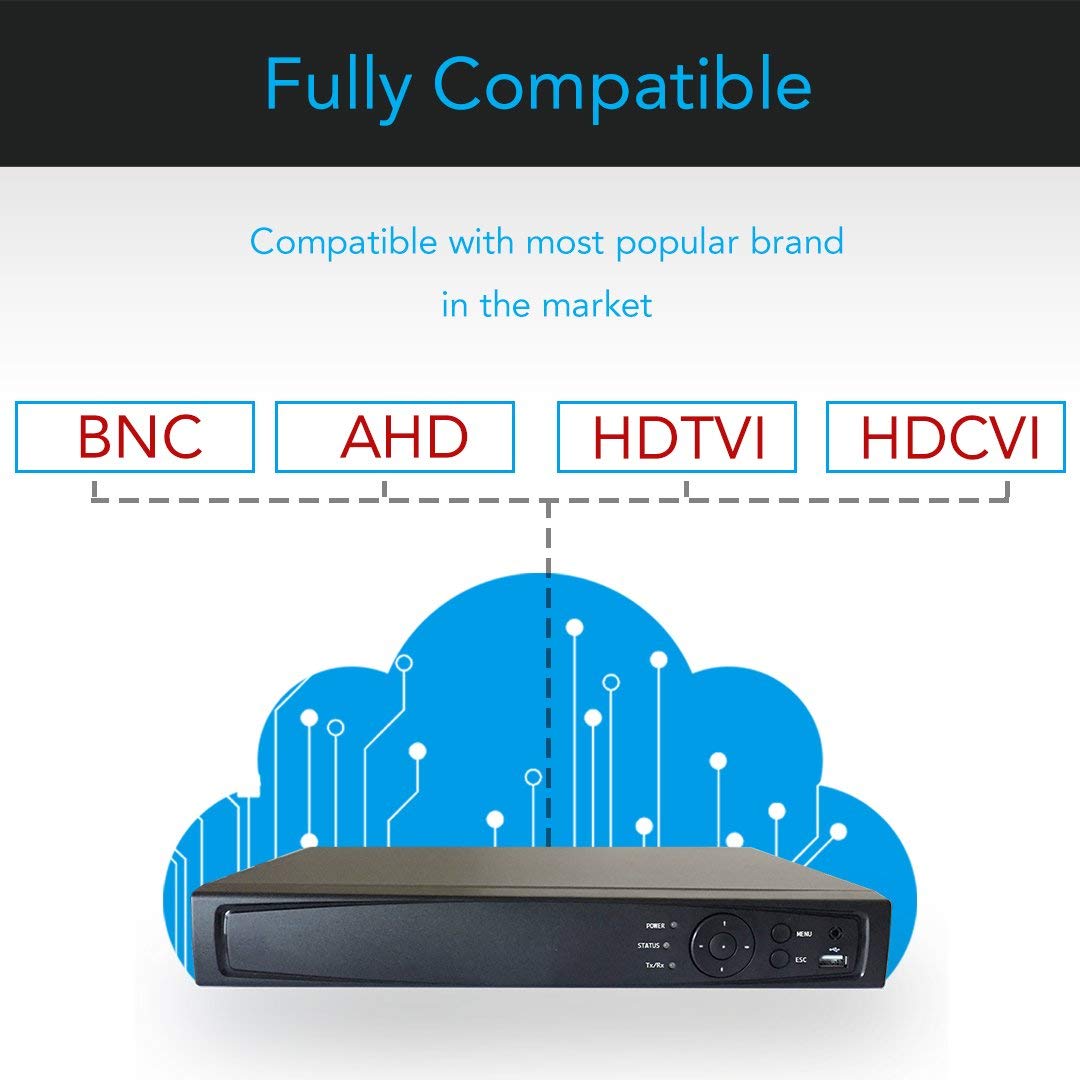4 Channel Hybrid HD 5-in-1 DVR/NVR Security System with Motion Detection, Remote Viewing & Smart Alerts - Home & Business Surveillance Solution