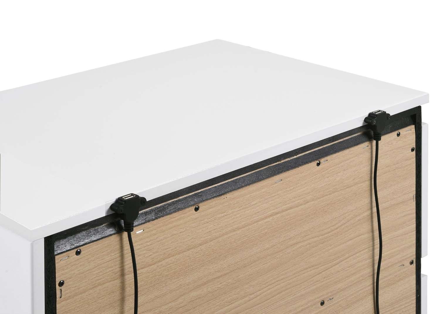 Allister Night Stand - White & Gunmetal Grey Bedside Table with Drawer | Perfect for Bedroom, Guest Room & Small Spaces