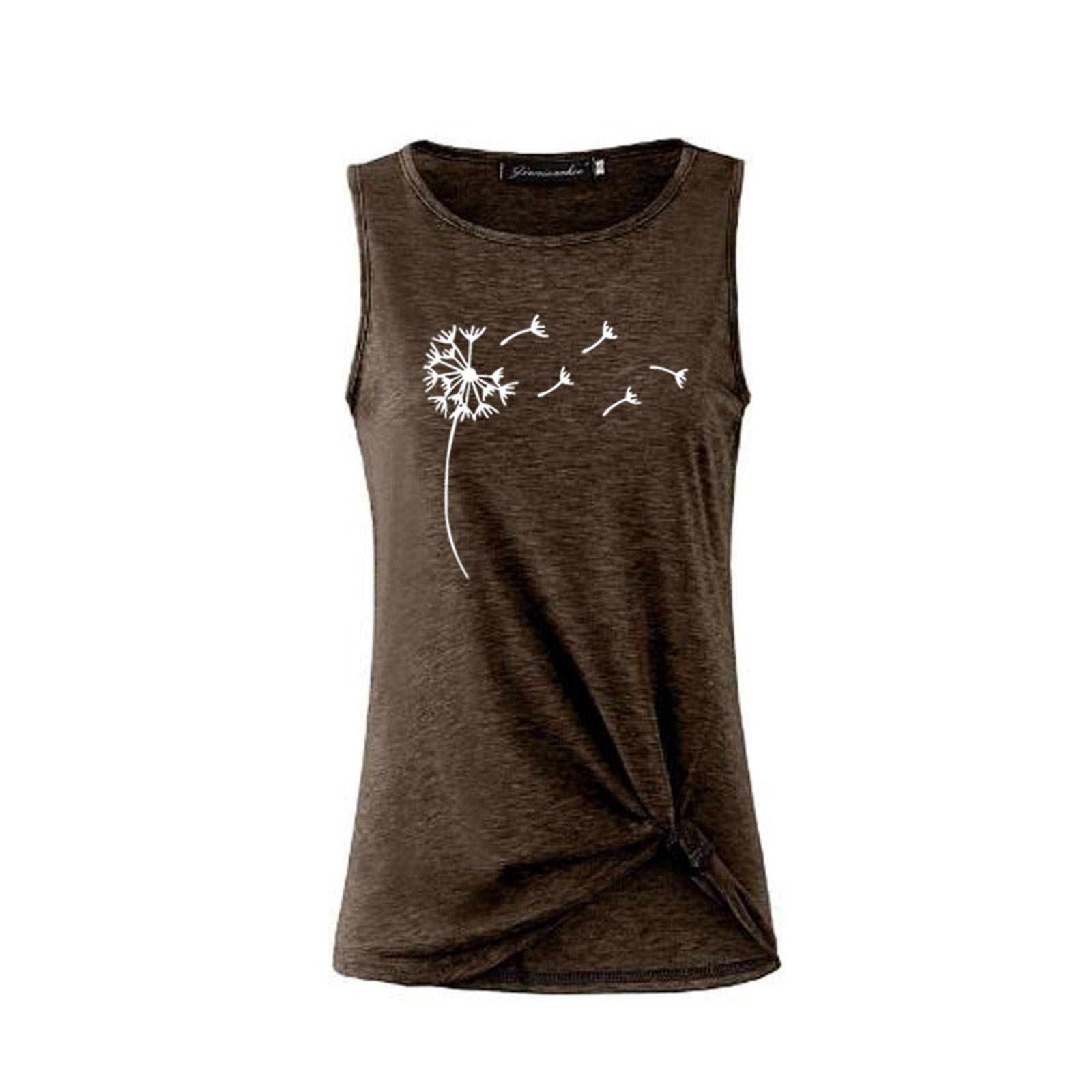 Women's Printed Sleeveless Blouse - Round Neck Kink Camp Shirt for Casual Wear, Summer Outfits & Beach Vacation