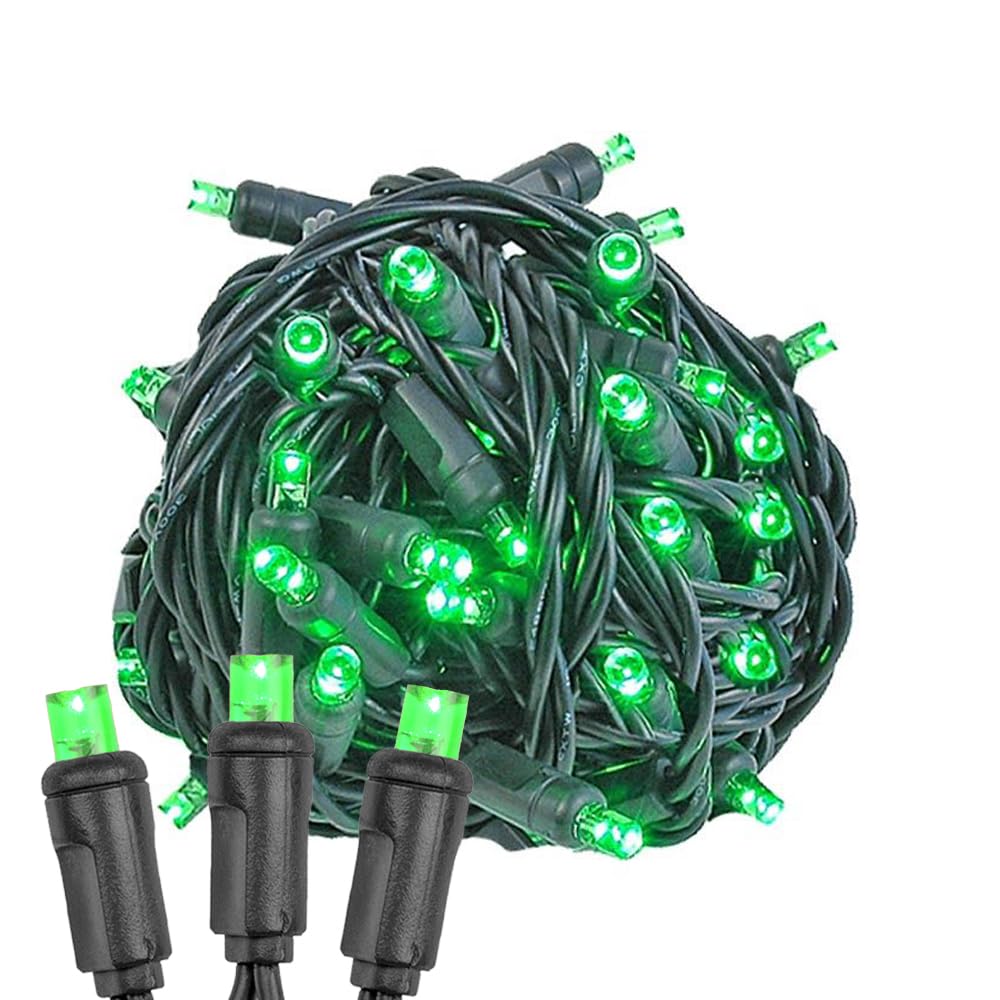 50 LED Christmas Mini Lights - Outdoor String Lights for Patio, Party & Holiday Decor - Green with Black Wire (11 Feet) - Perfect for Christmas Trees, Gardens, and Backyard Celebrations
