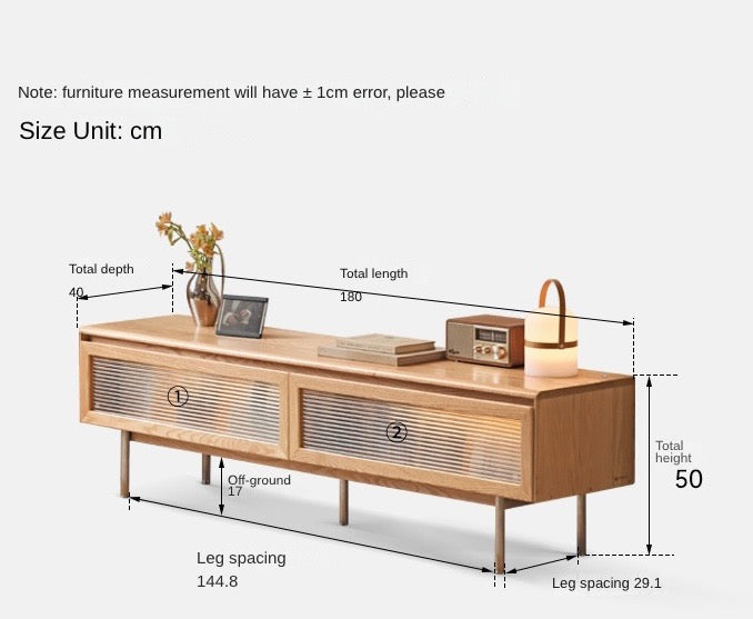 Modern Oak Solid Wood TV Stand with LED Ambient Lighting - Minimalist Design for Living Room, Bedroom & Home Theater Entertainment Centers