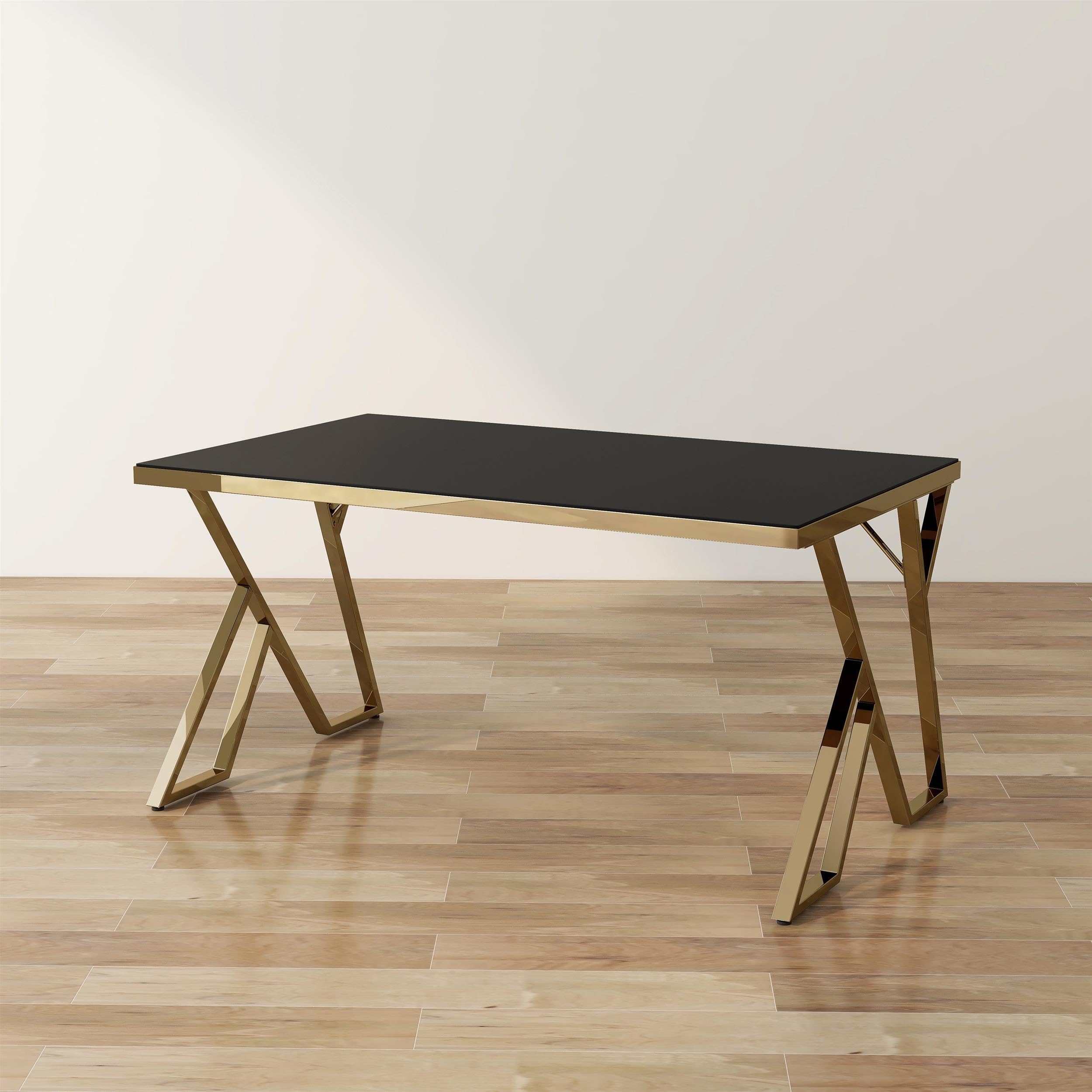 Egala Contemporary Black Glass Top Dining Table - Modern 4-6 Seater Kitchen Table for Small Spaces - Perfect for Apartments, Dining Rooms & Open Floor Plans