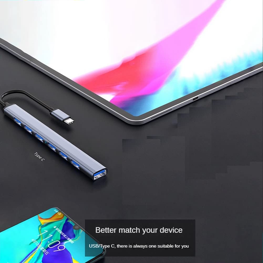 VENEKA 7-in-1 USB C Hub with USB 3.0 & 2.0 Ports - USB C to USB Adapter, Splitter & Extender for MacBook, iPad, Laptop - Perfect for Office, Travel & Home Use